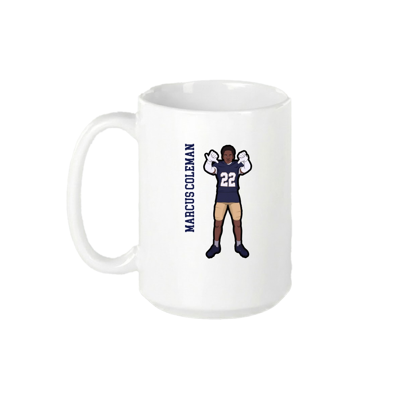 15oz Coffee Mug — Name Vertical in White