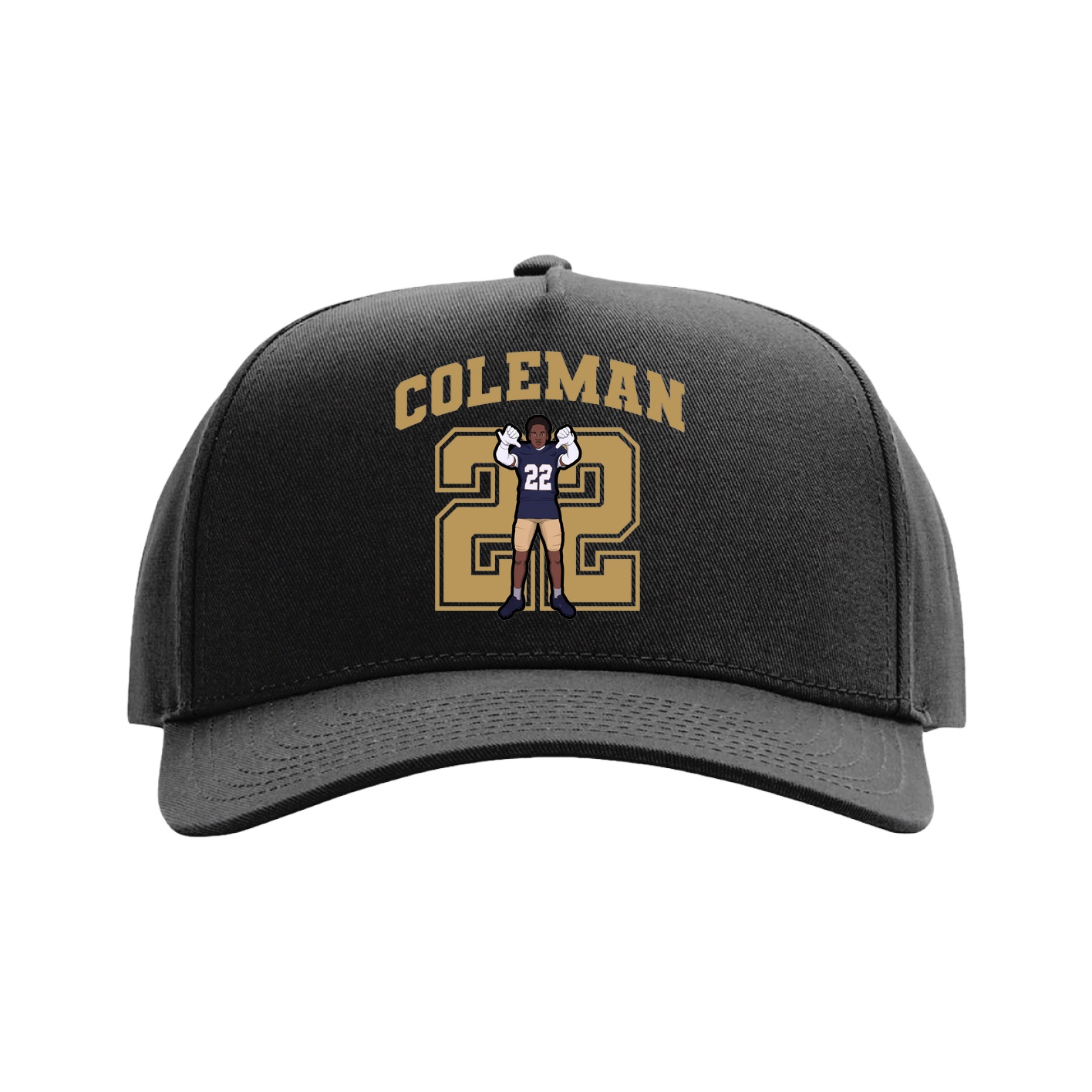 Full Fabric Five-Panel Champ Cap — Number in Black