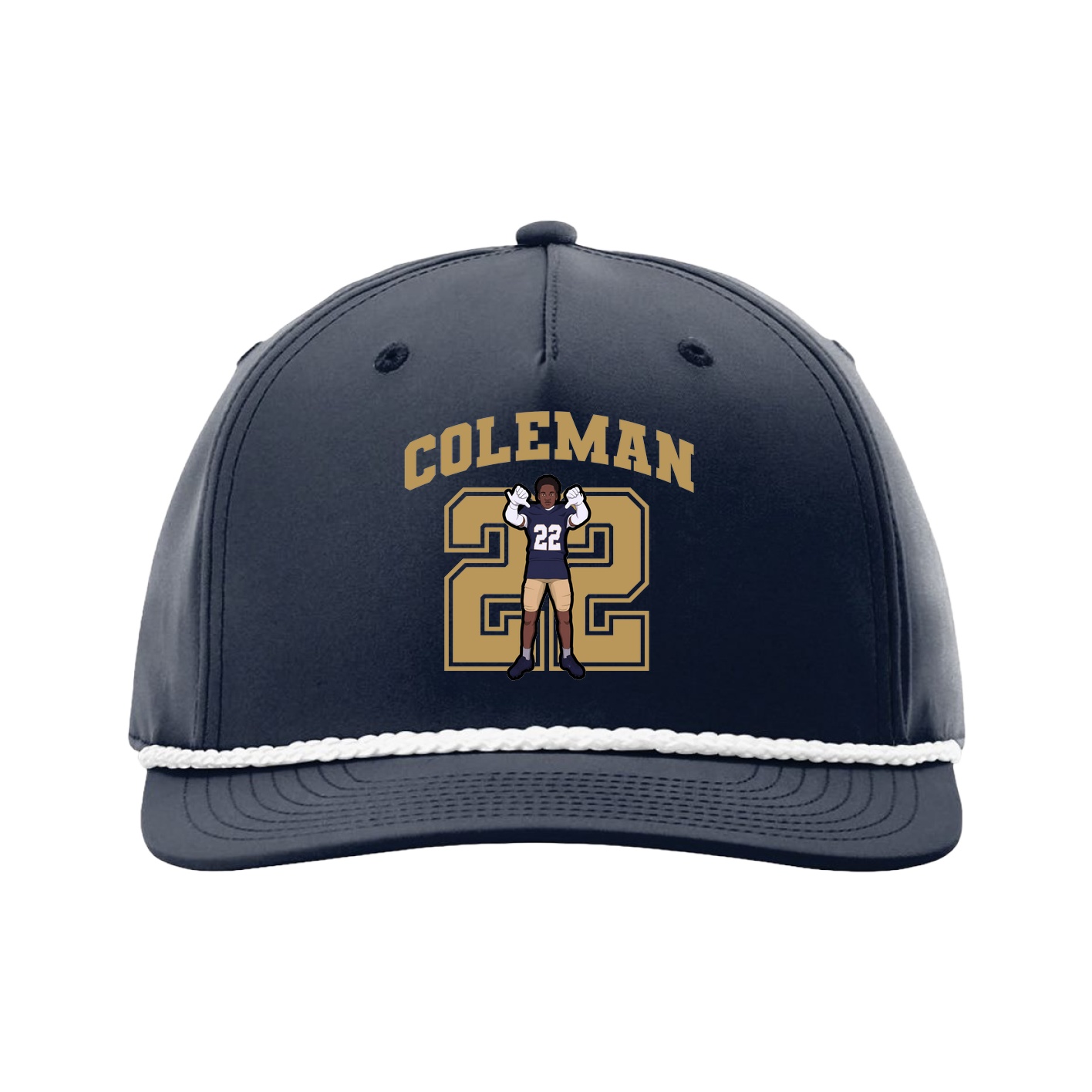 Five-Panel Classic Rope Cap — Number in Navy
