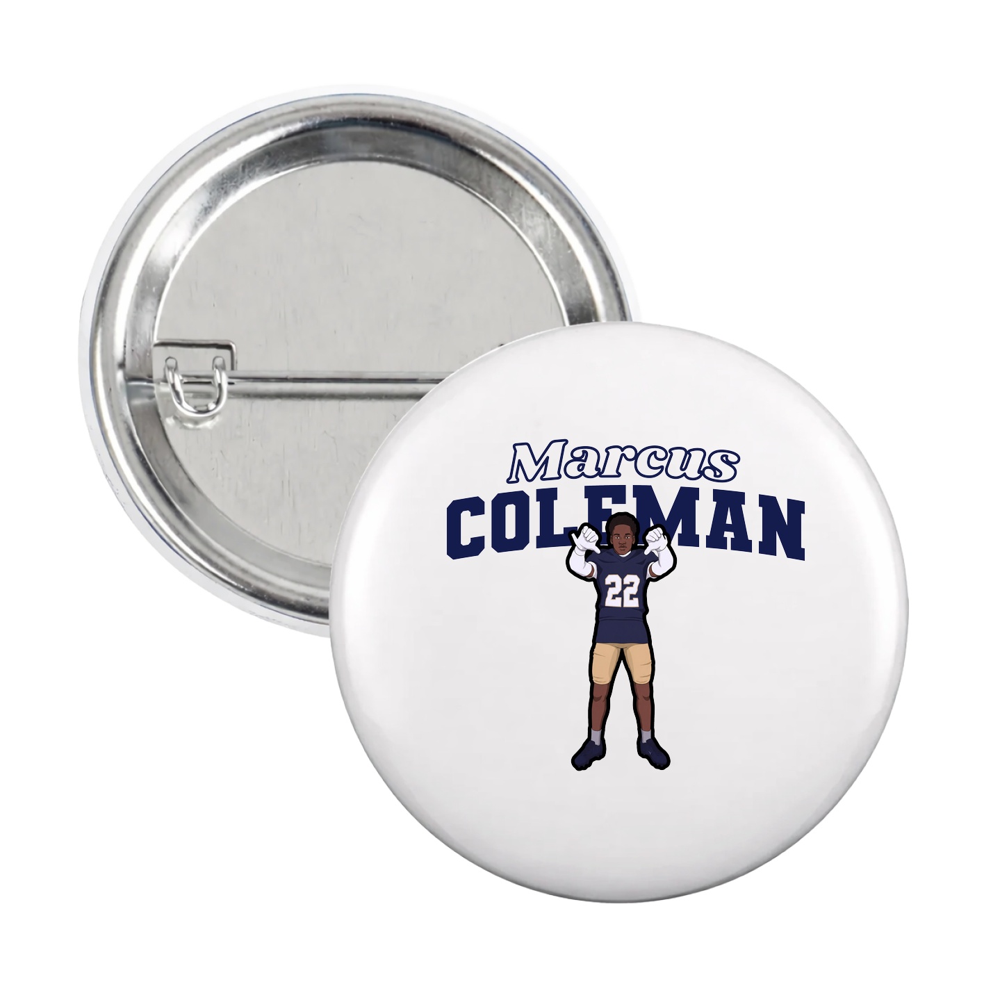 Game Day Button — Name Arch in White