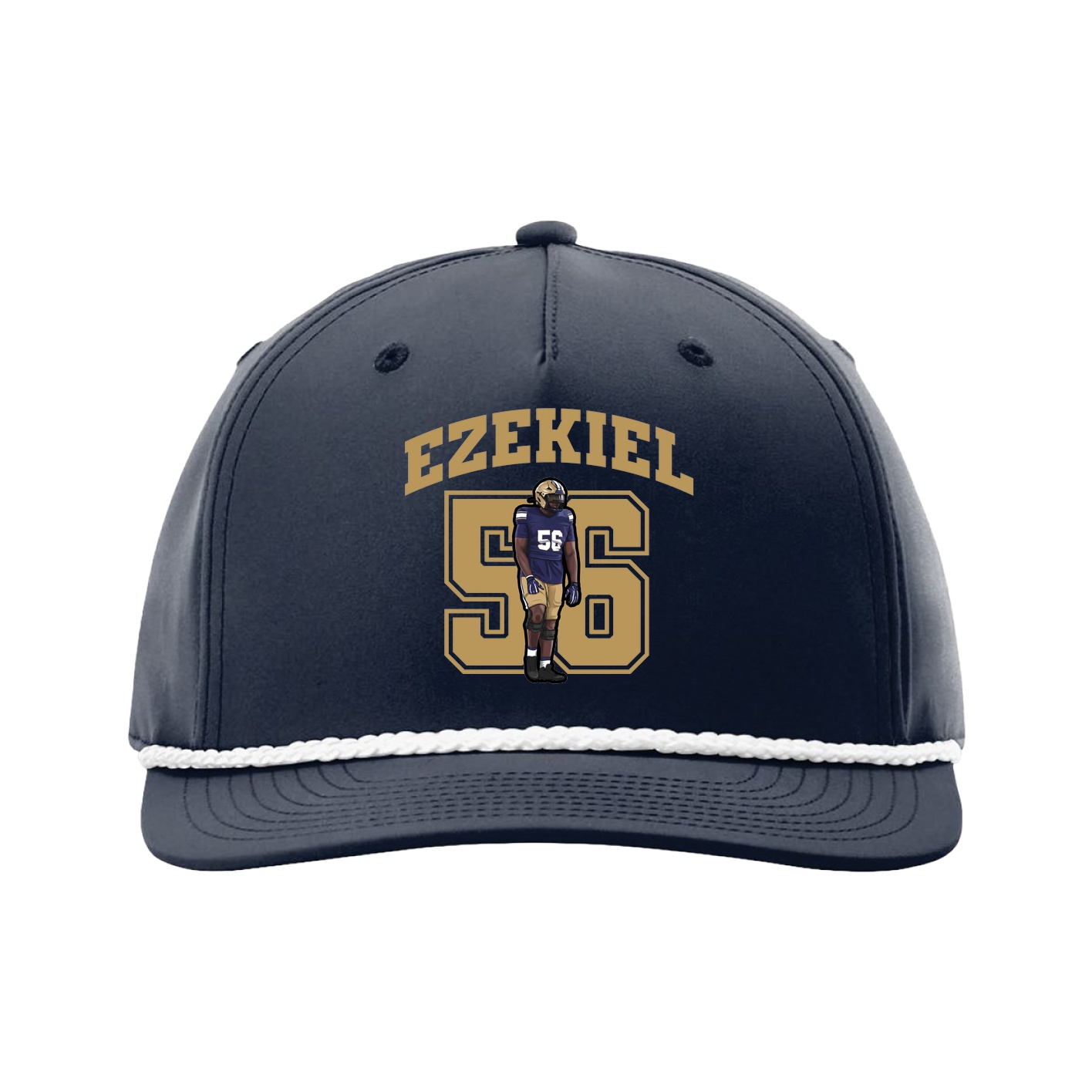 Five-Panel Classic Rope Cap — Number in Navy