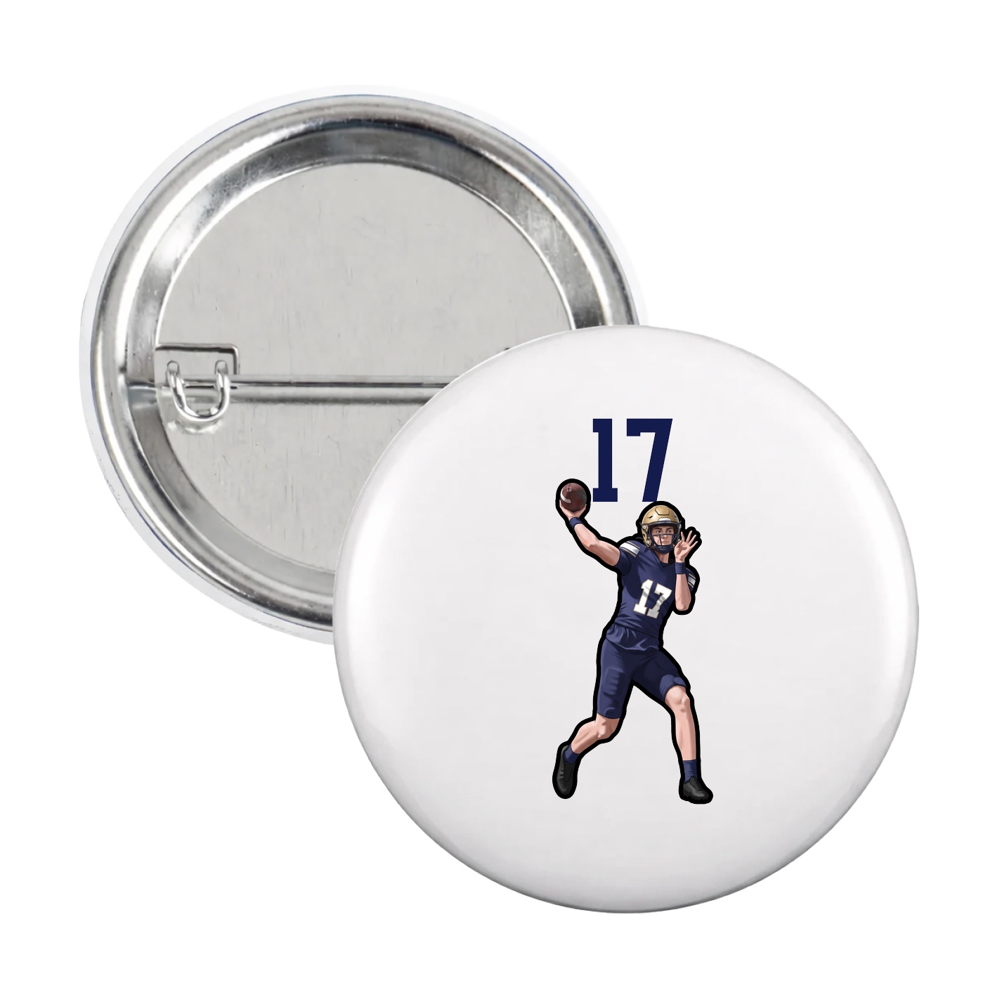 Game Day Button — Number Top in White