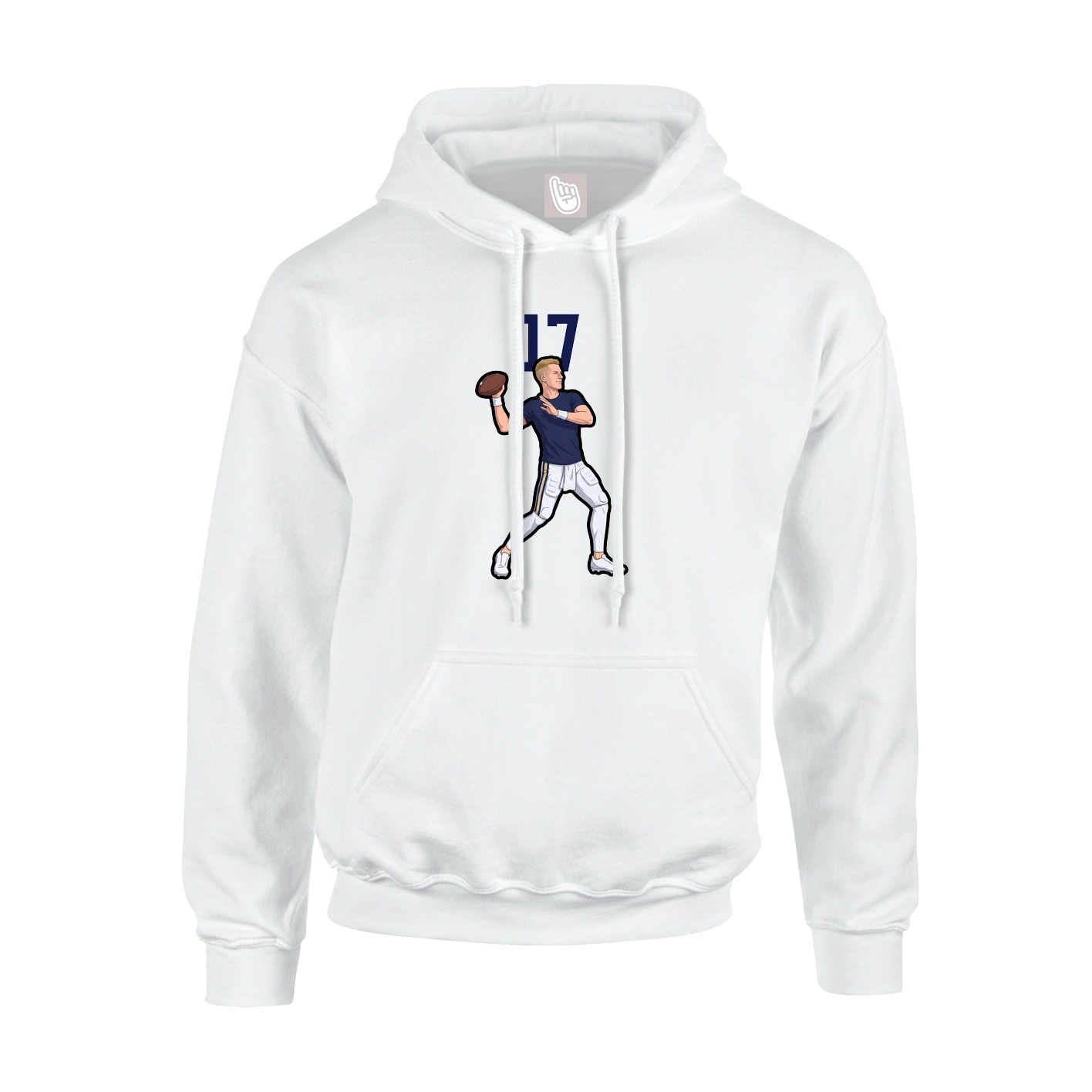 Youth Hoodie — Number Top in White