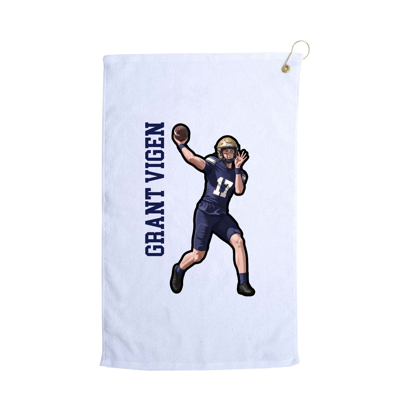Golf Towel — Name Vertical in White