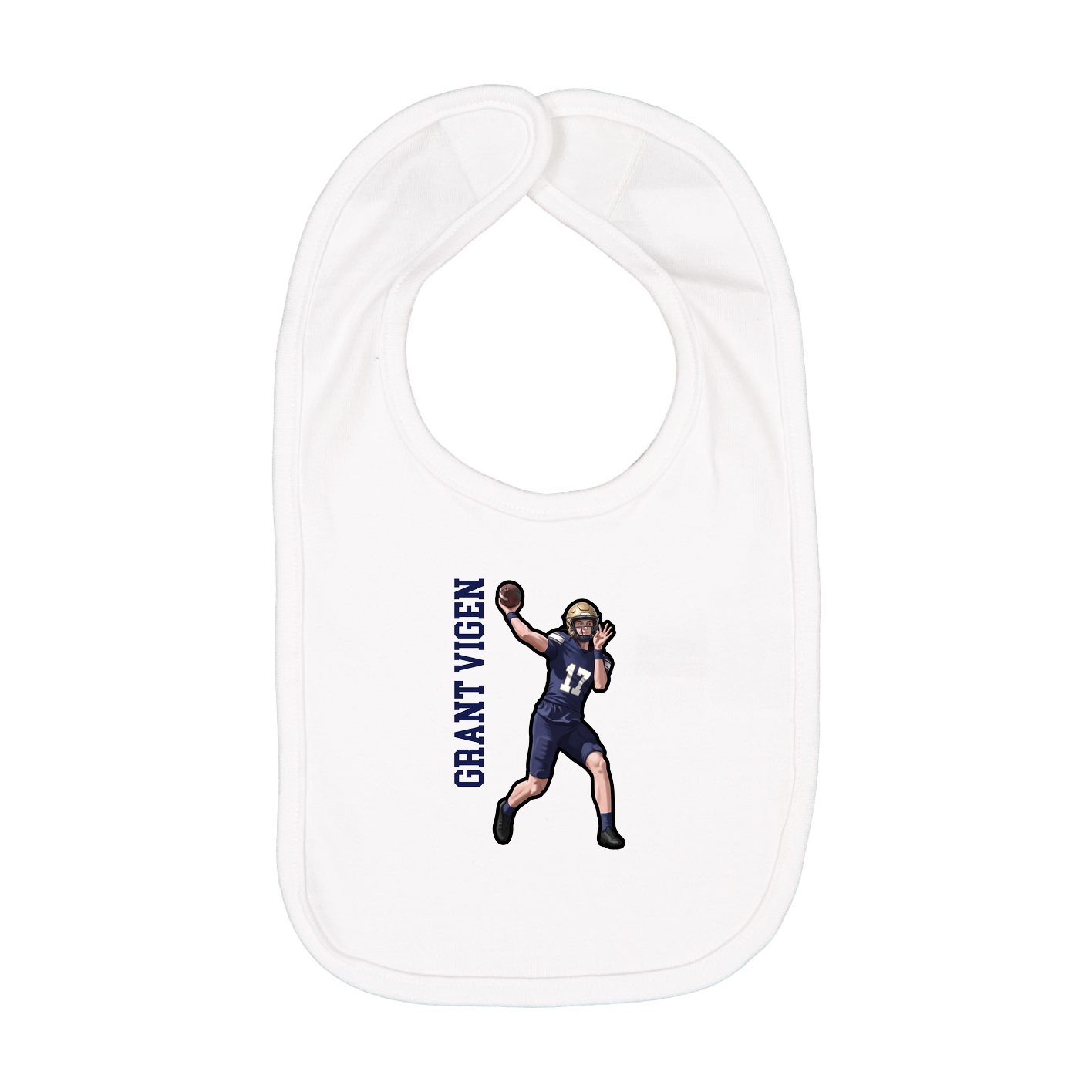 Infant Bib — Name Vertical in White