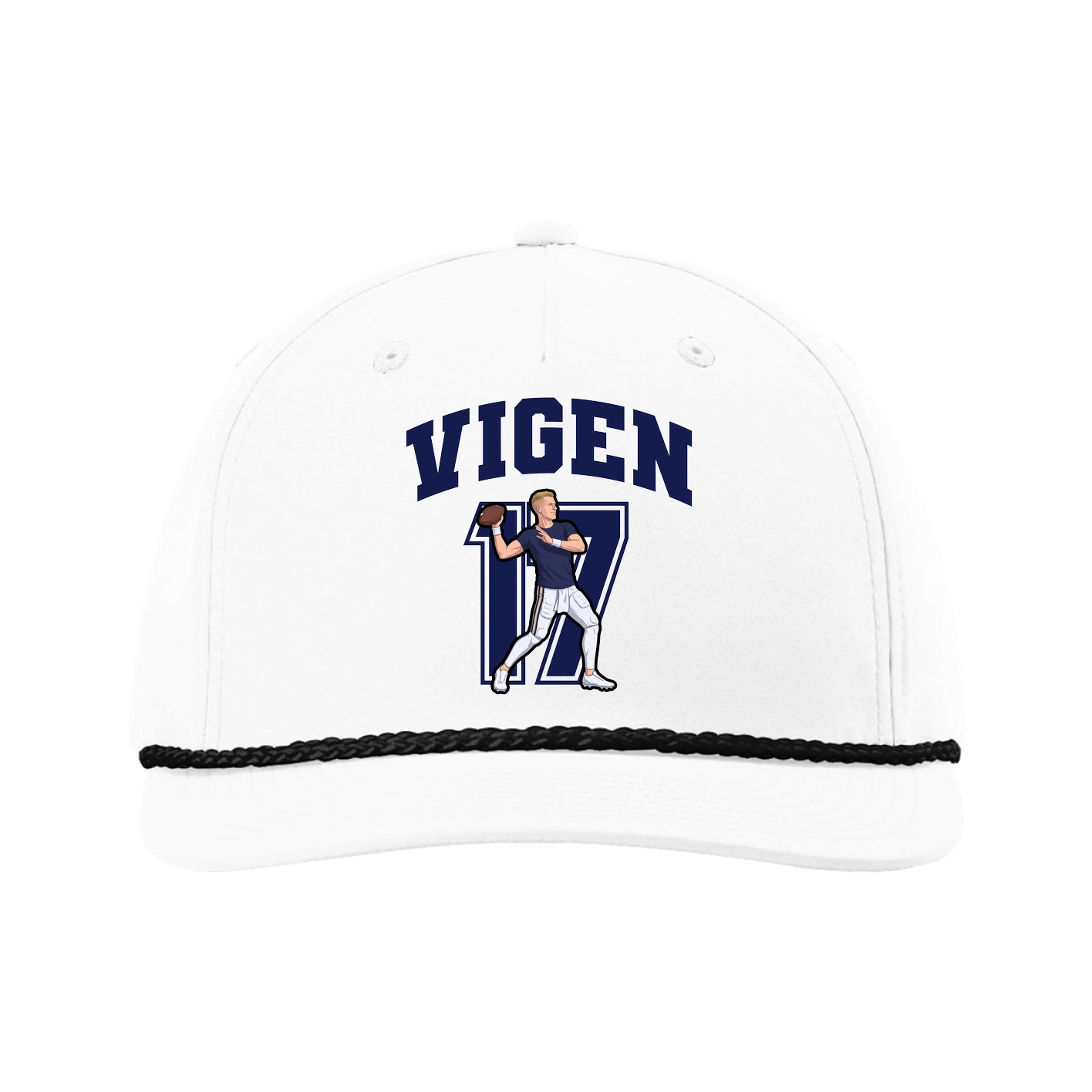 Five-Panel Classic Rope Cap — Number in White