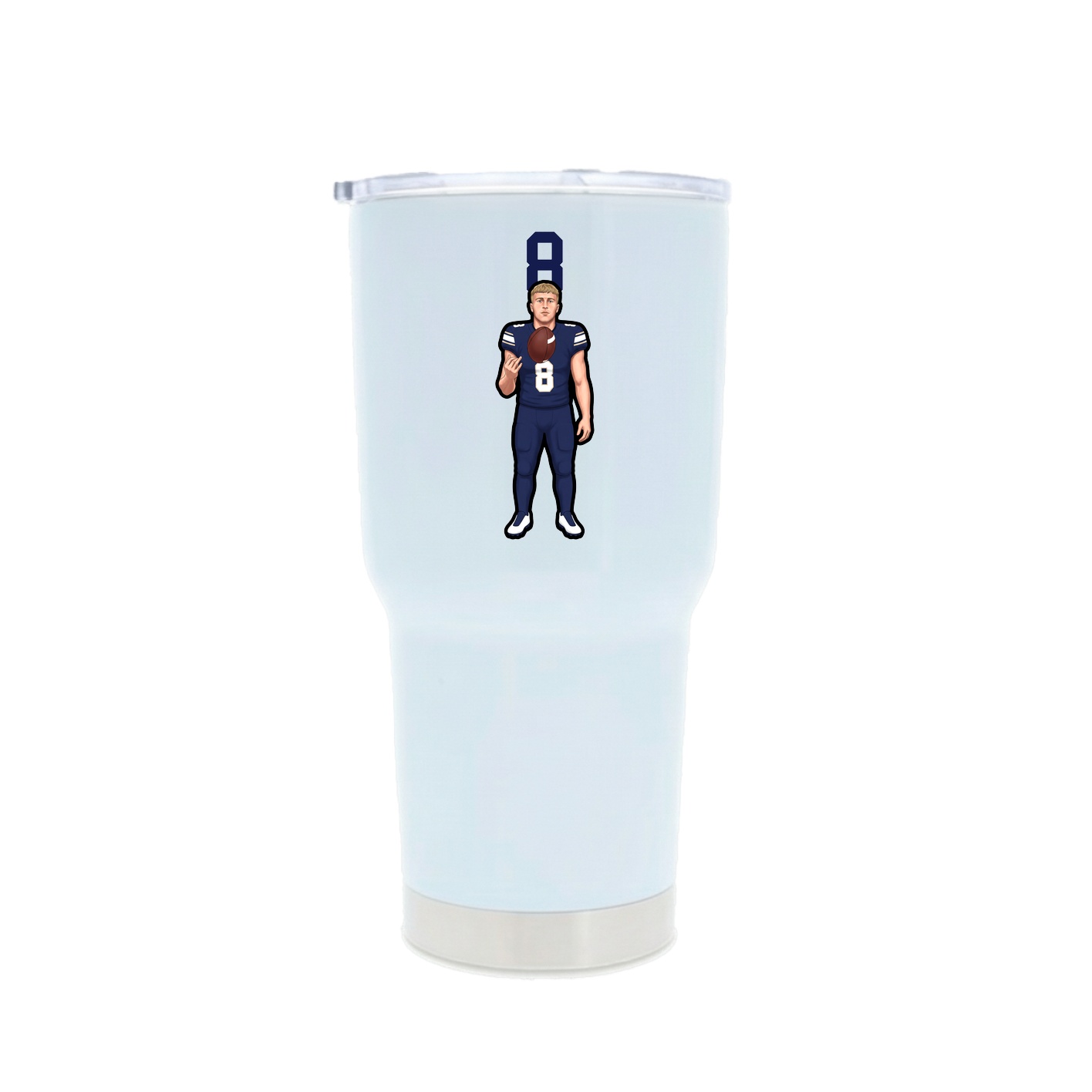 30oz Stainless Steel Tumbler — Number Top in White
