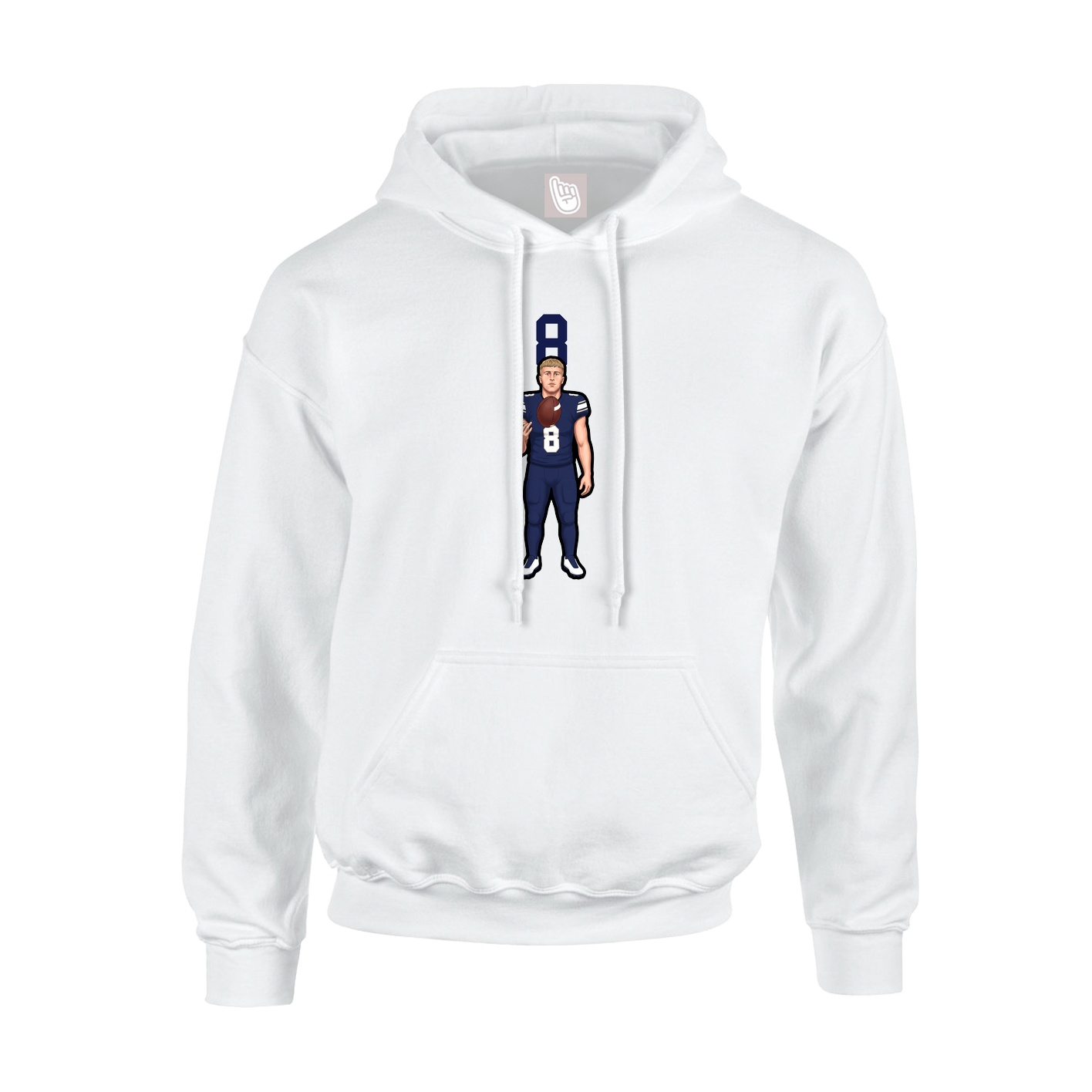 Youth Hoodie — Number Top in White