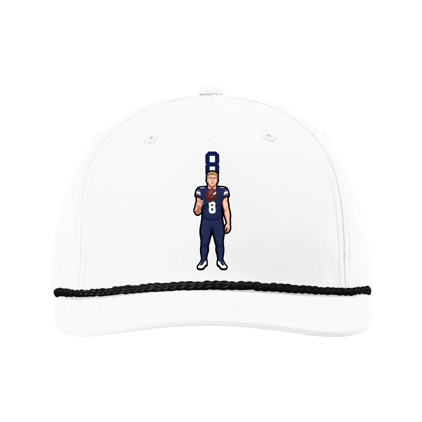 Five-Panel Classic Rope Cap — Number Top in White