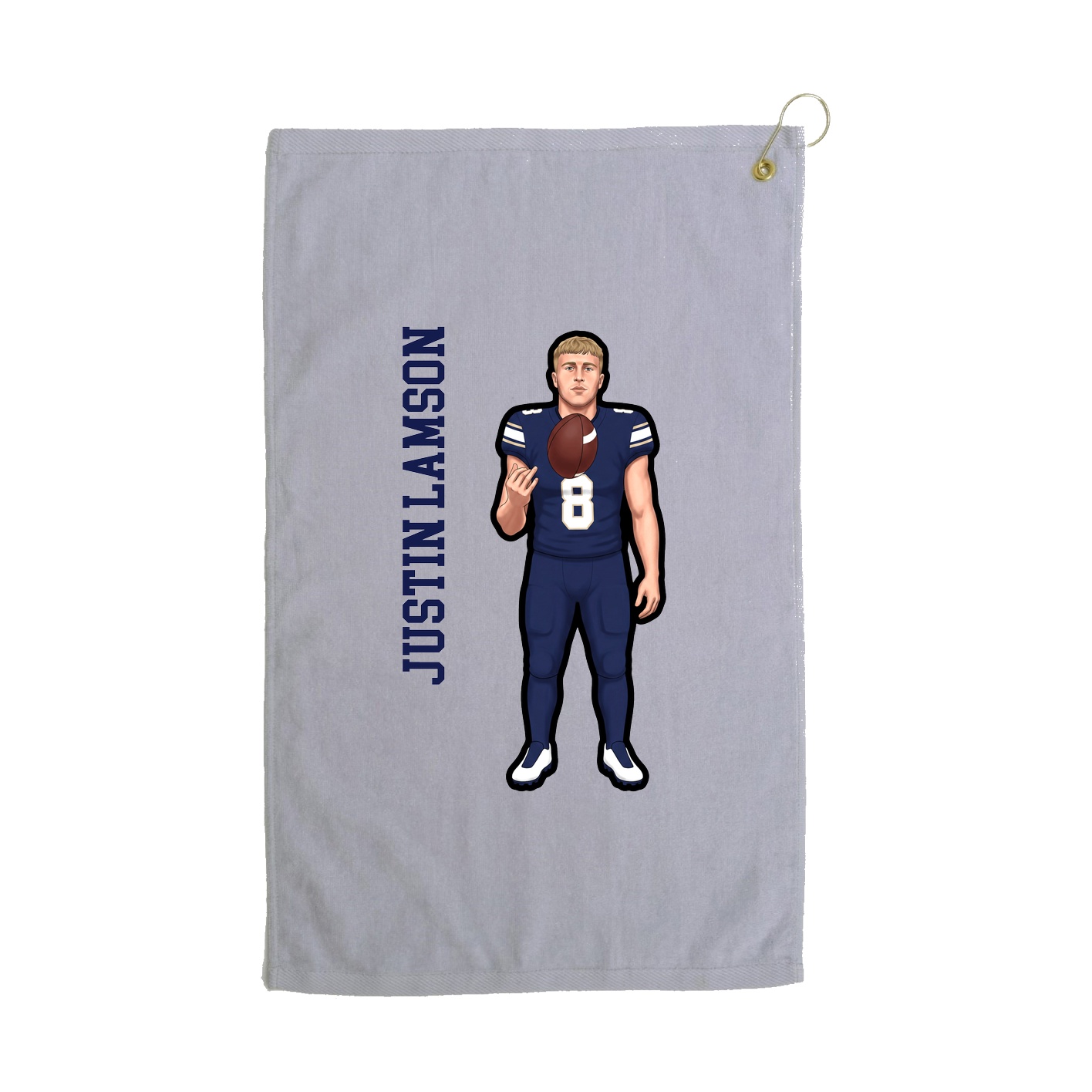Golf Towel — Name Vertical in Grey
