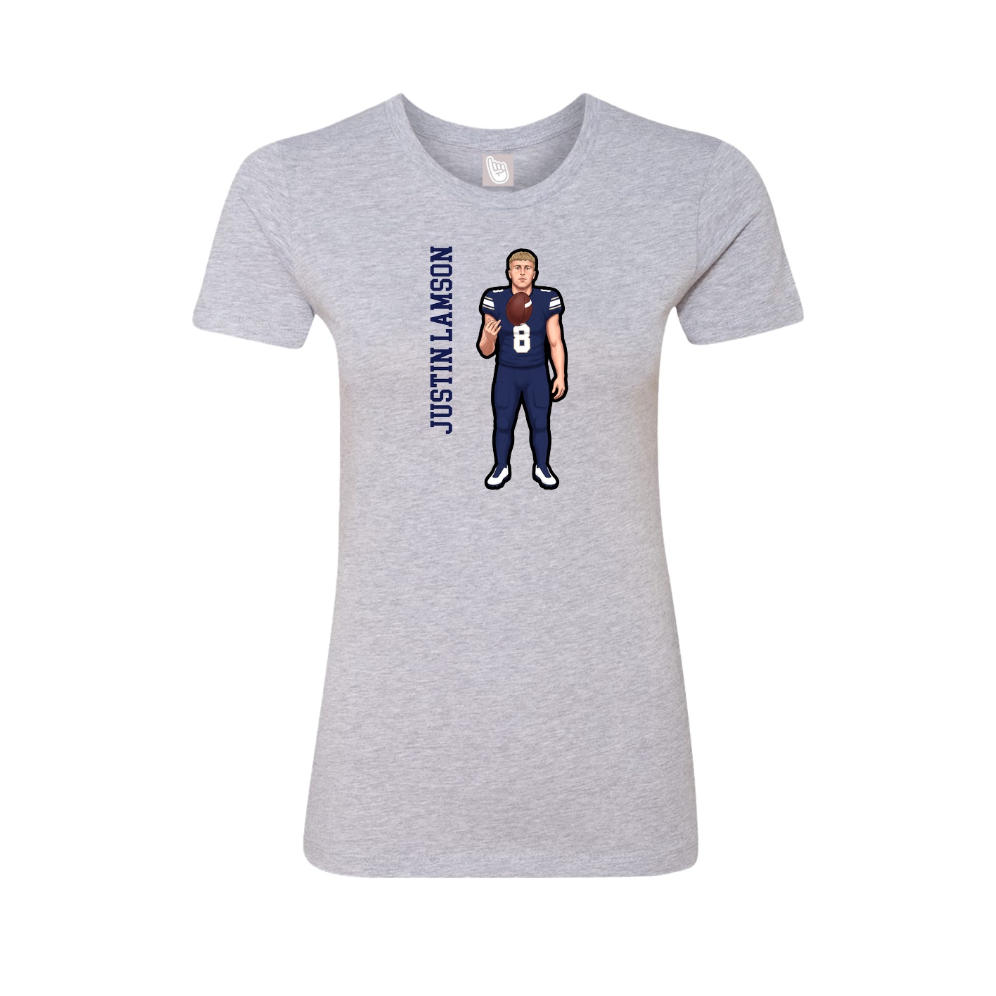Fitted Women's Tee — Name Vertical in Grey