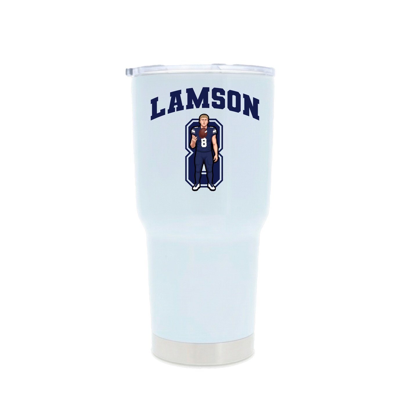 30oz Stainless Steel Tumbler — Number in White