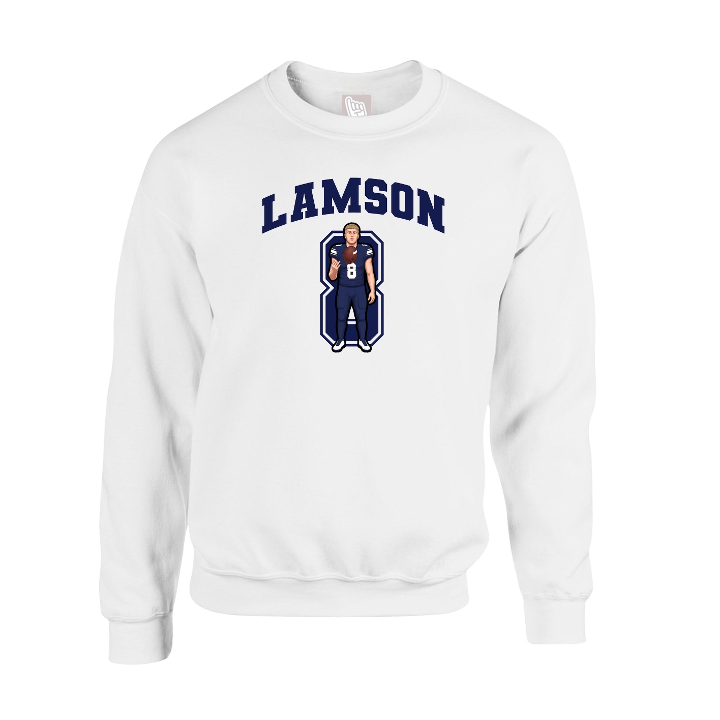 Fleece Crew — Number in White