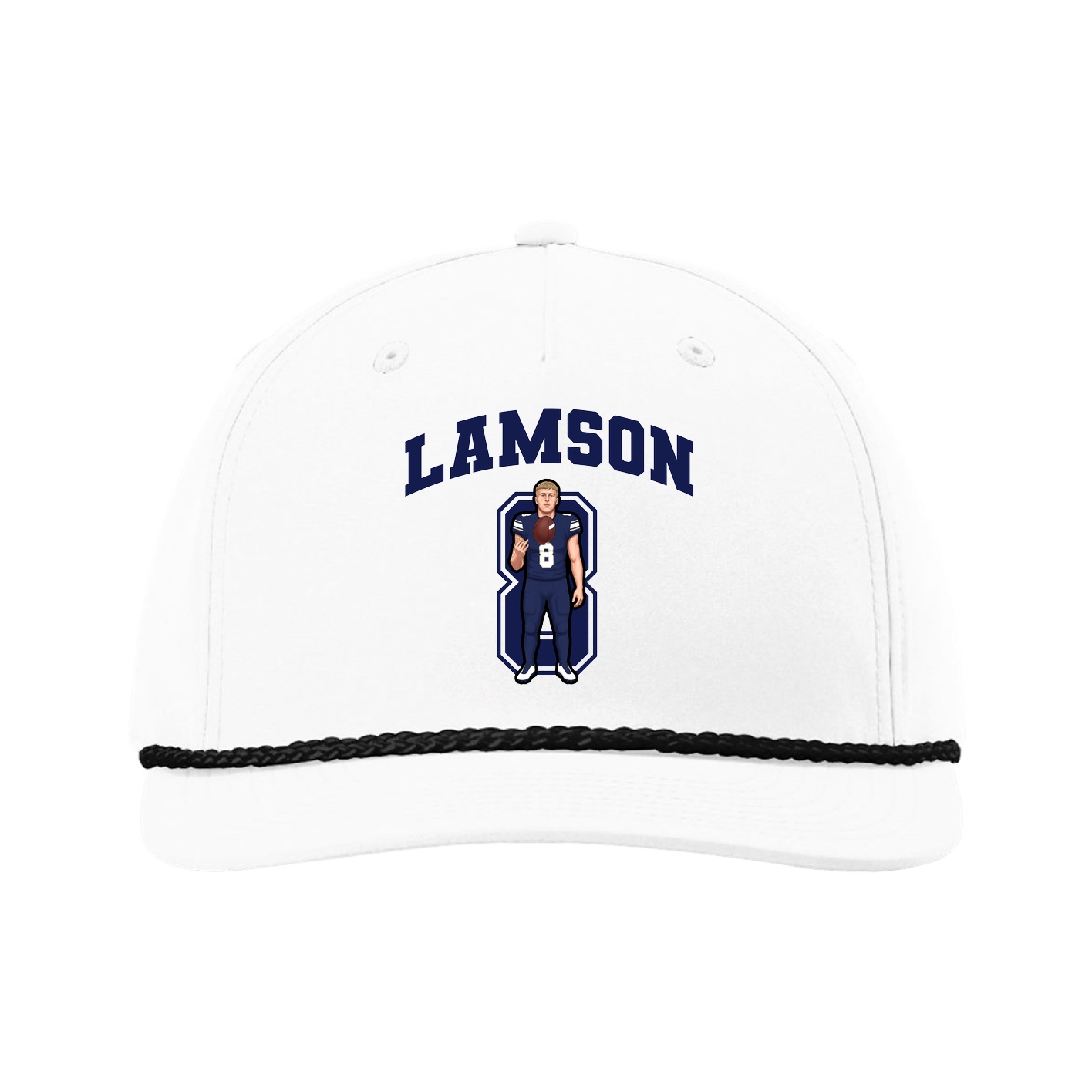 Five-Panel Classic Rope Cap — Number in White