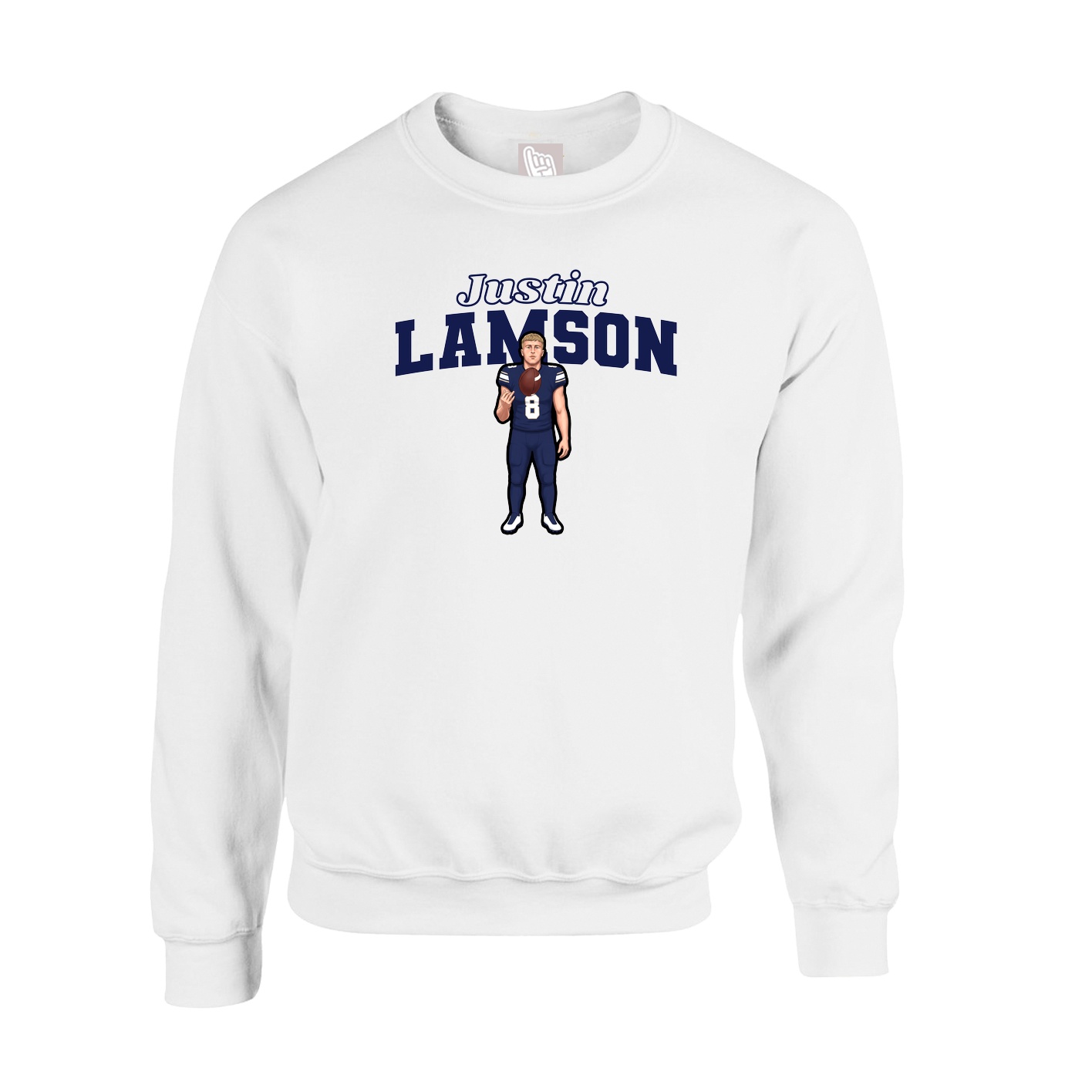 Fleece Crew — Name Arch in White