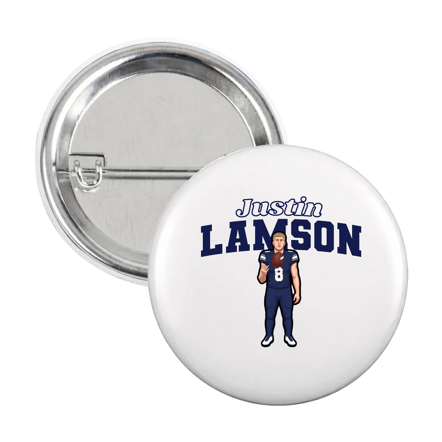 Game Day Button — Name Arch in White