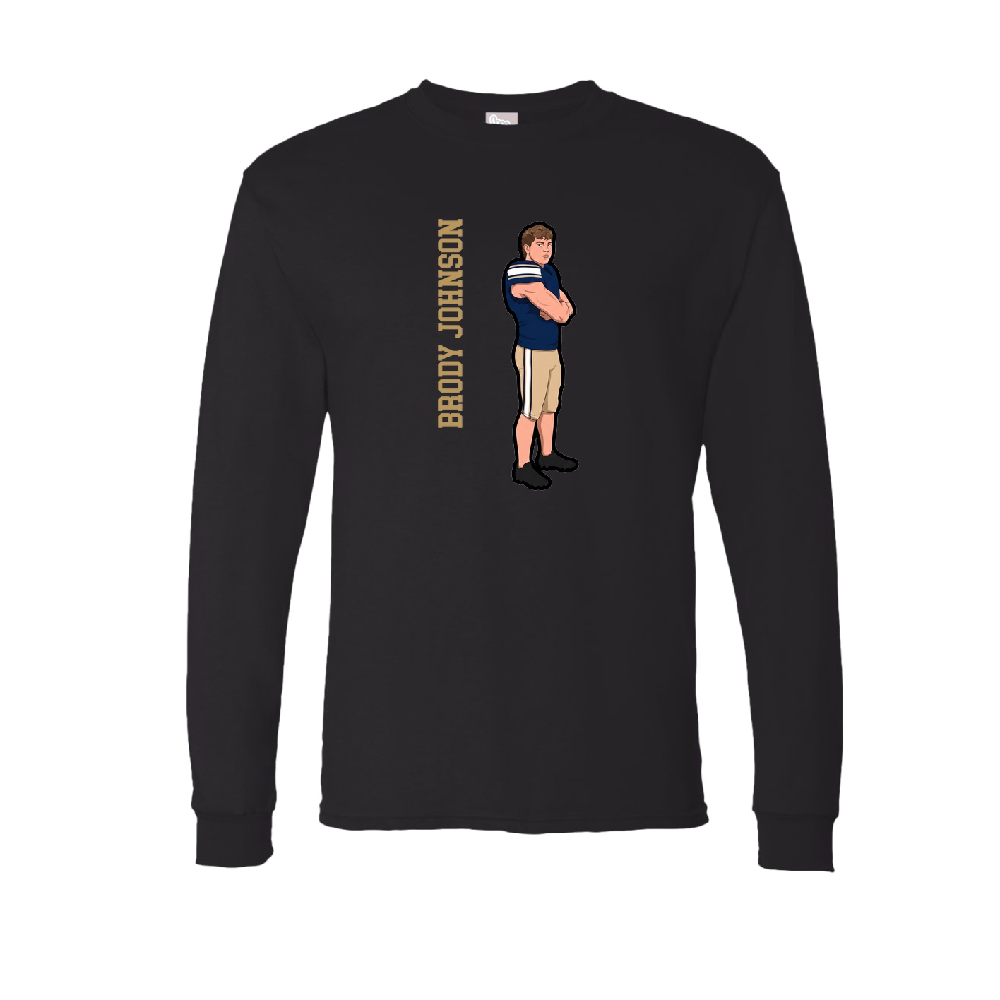 Long Sleeve Tee — Name Vertical in Black