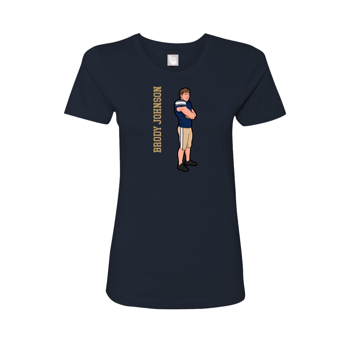 Fitted Women's Tee — Name Vertical in Navy