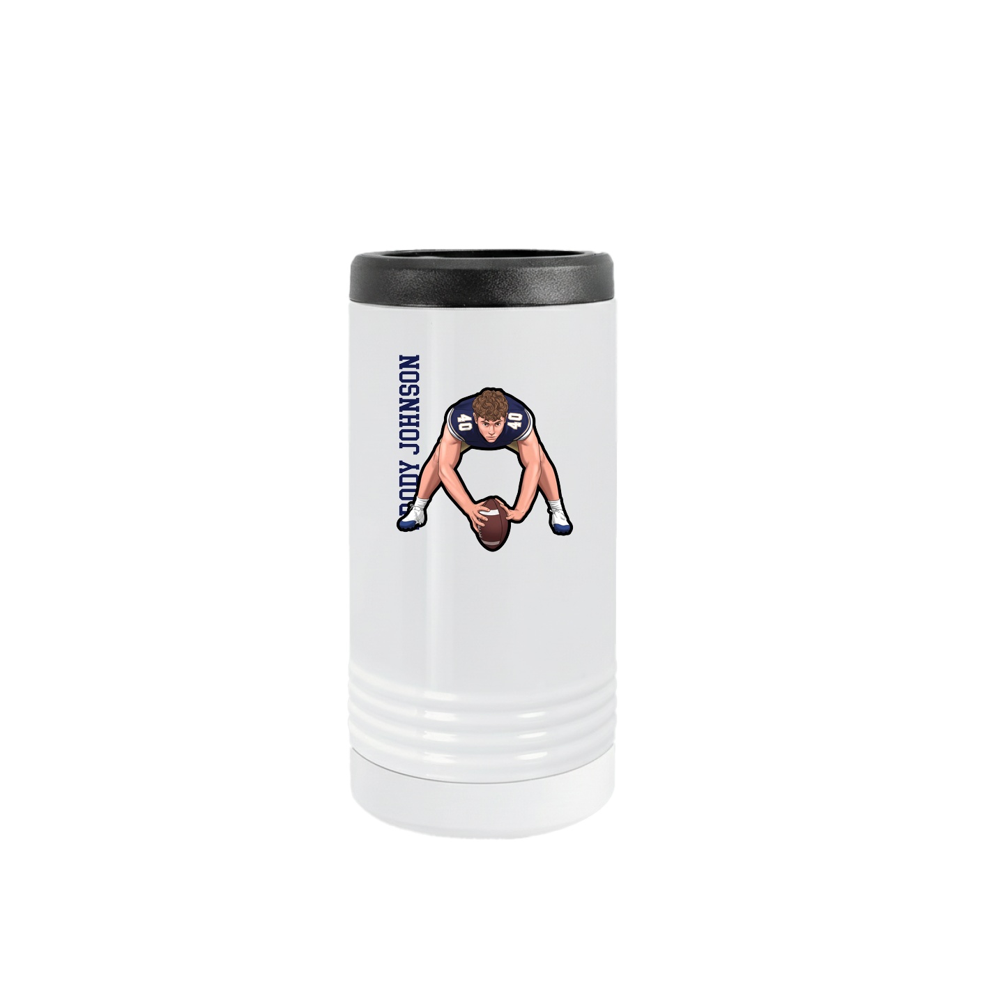 Slim Beverage Holder — Name Vertical in White