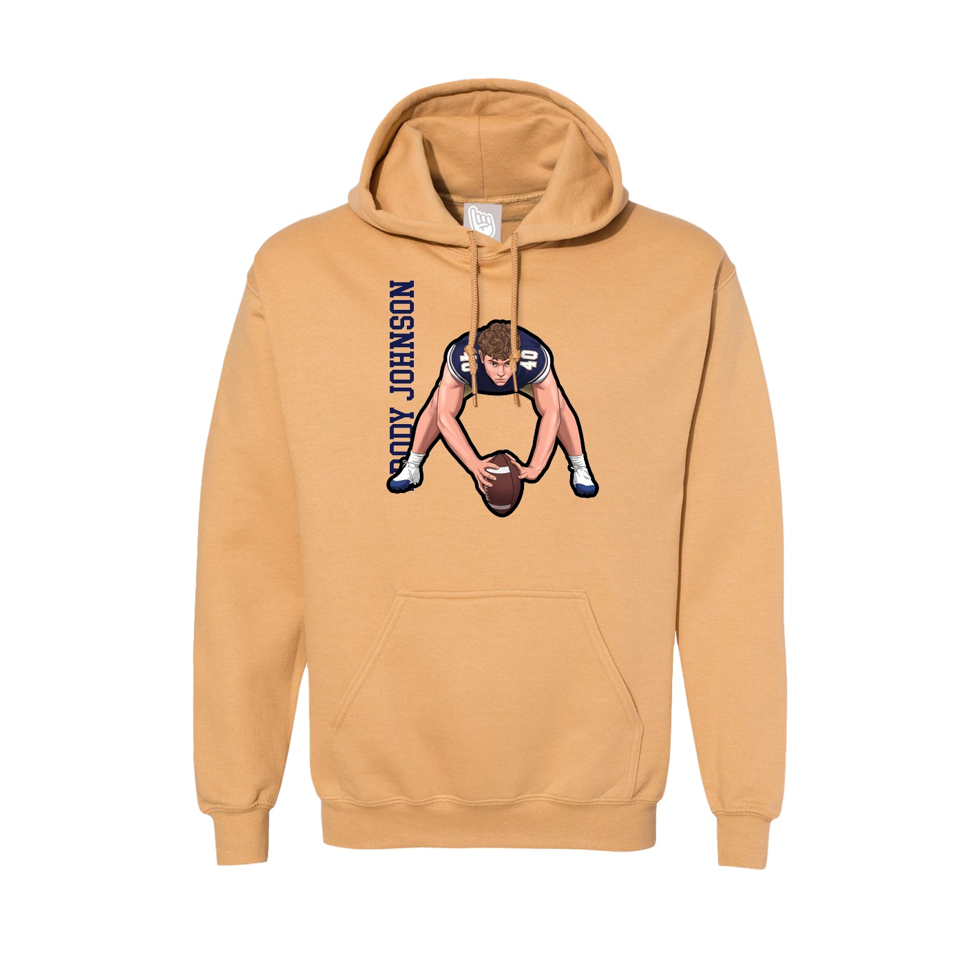 Hoodie — Name Vertical in Vegas Gold