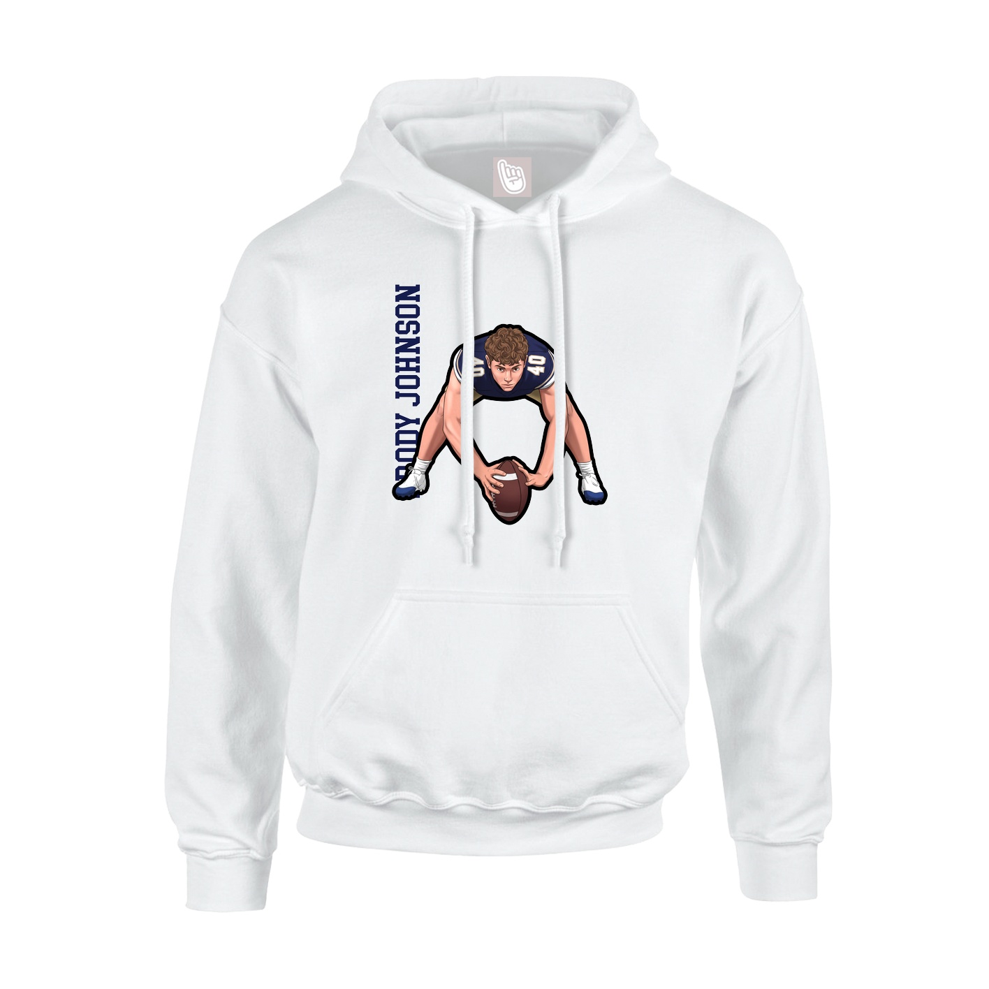 Youth Hoodie — Name Vertical in White