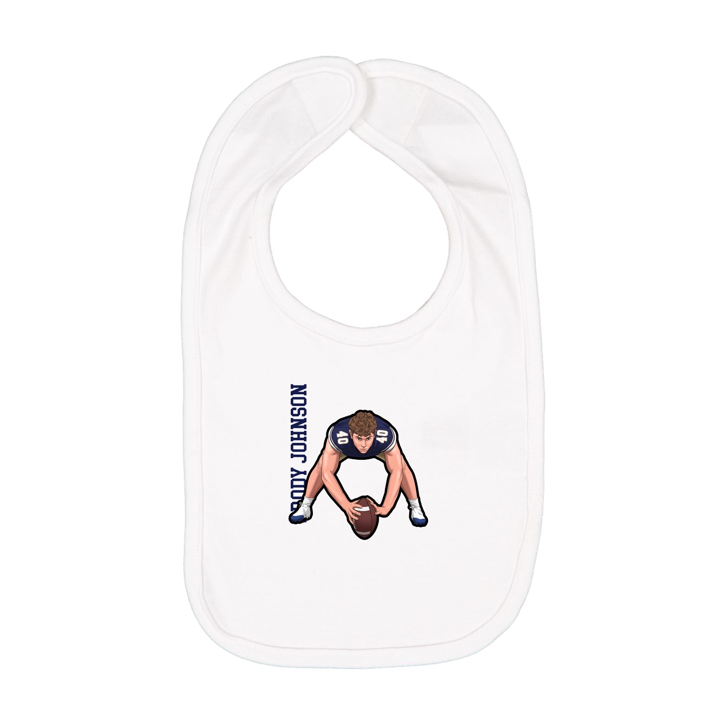 Infant Bib — Name Vertical in White
