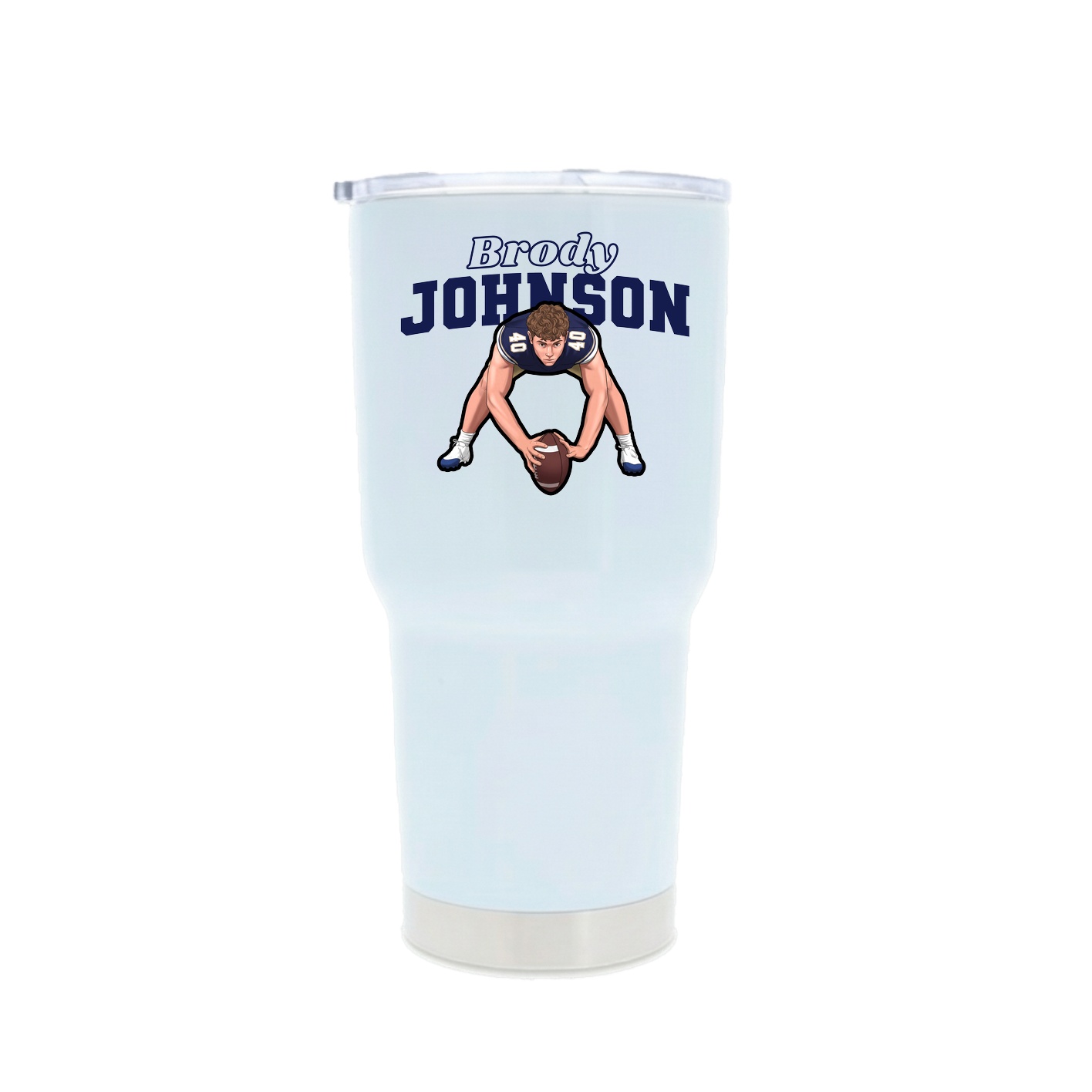 30oz Stainless Steel Tumbler — Name Arch in White