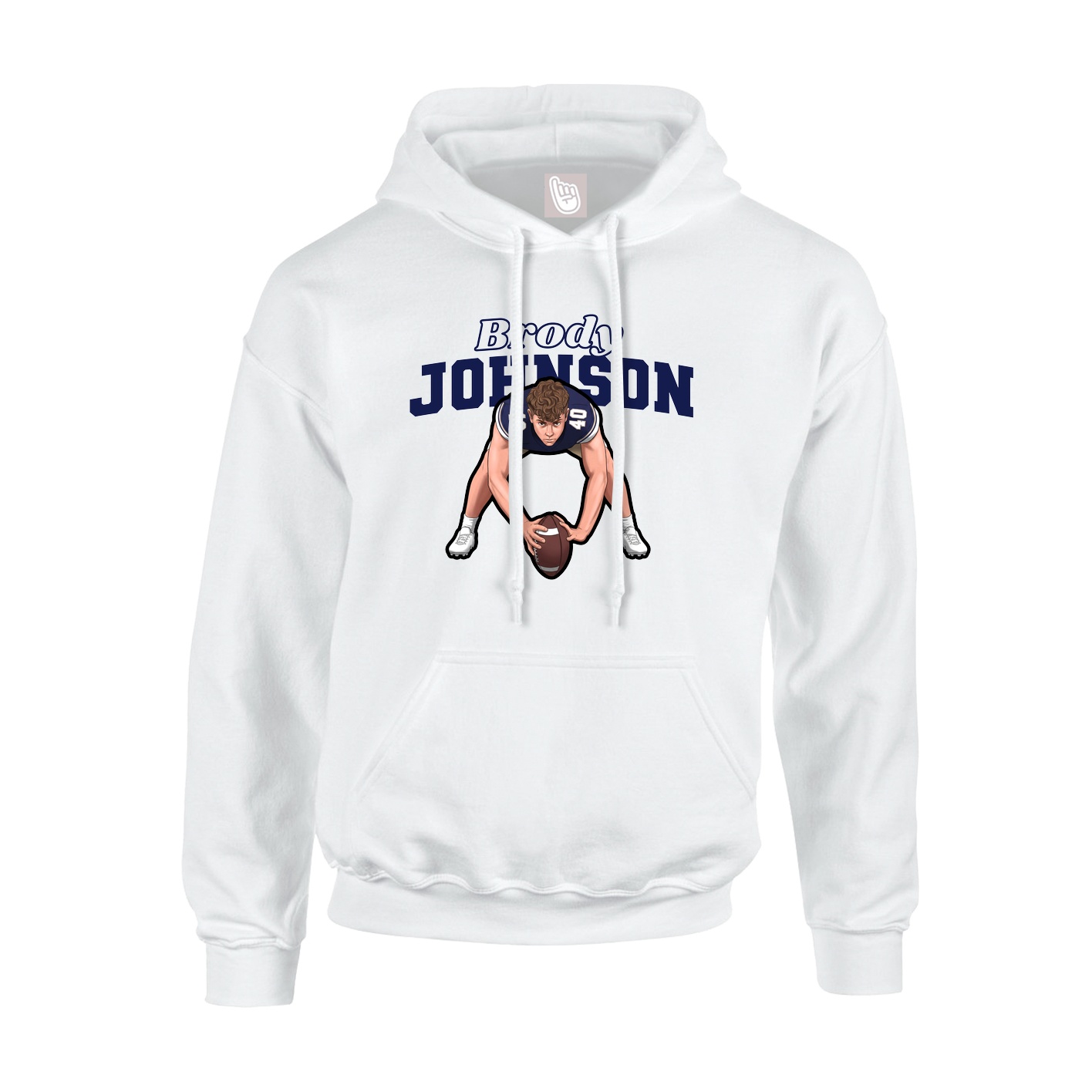 Youth Hoodie — Name Arch in White