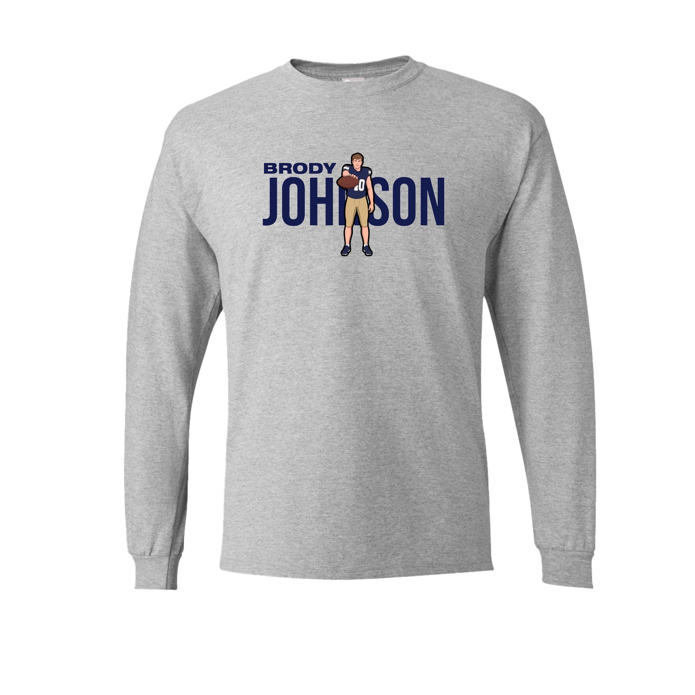Long Sleeve Tee — Player Name in Grey