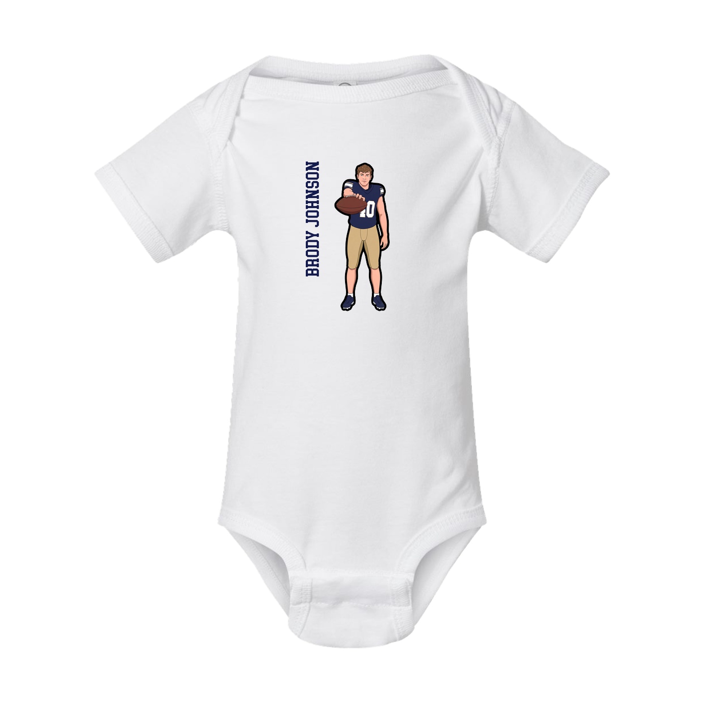 Baby Onesie — Name Vertical in White