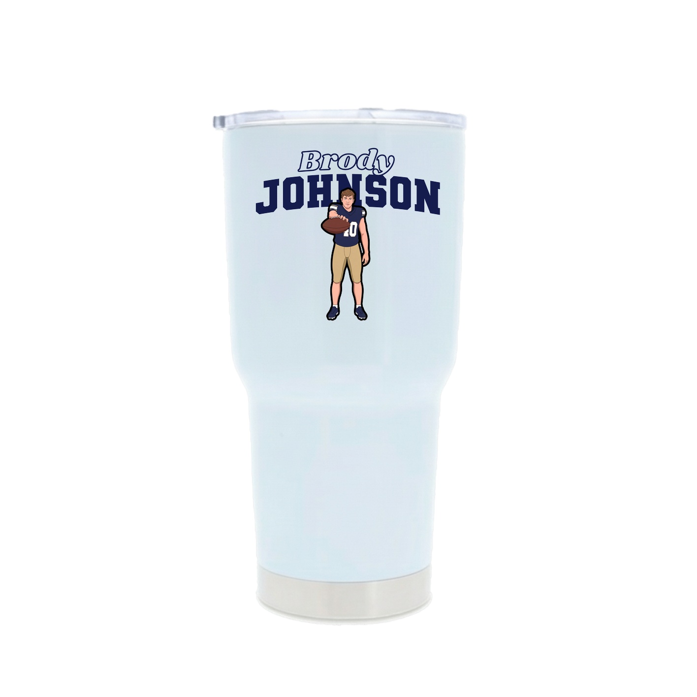 30oz Stainless Steel Tumbler — Name Arch in White