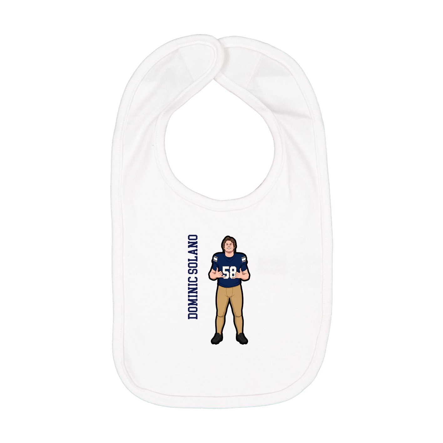 Infant Bib — Name Vertical in White