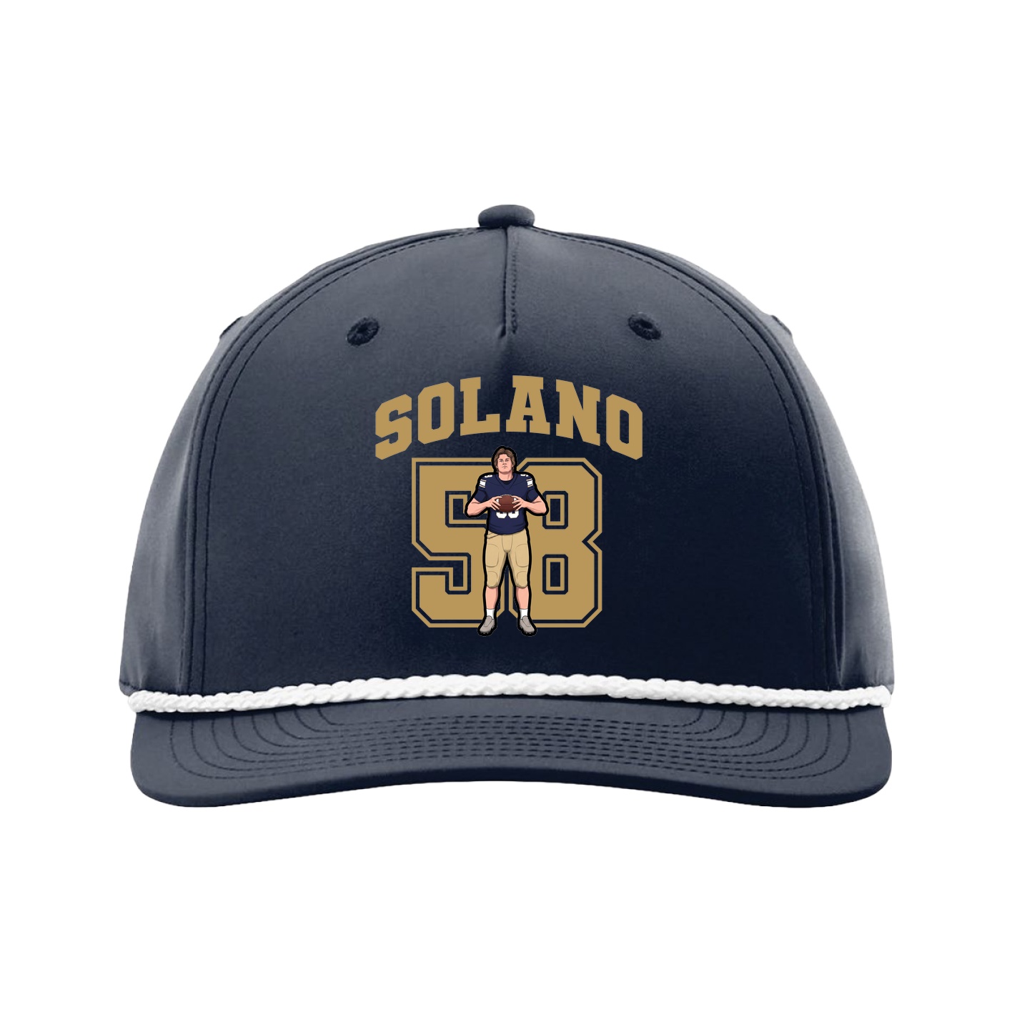 Five-Panel Classic Rope Cap — Number in Navy