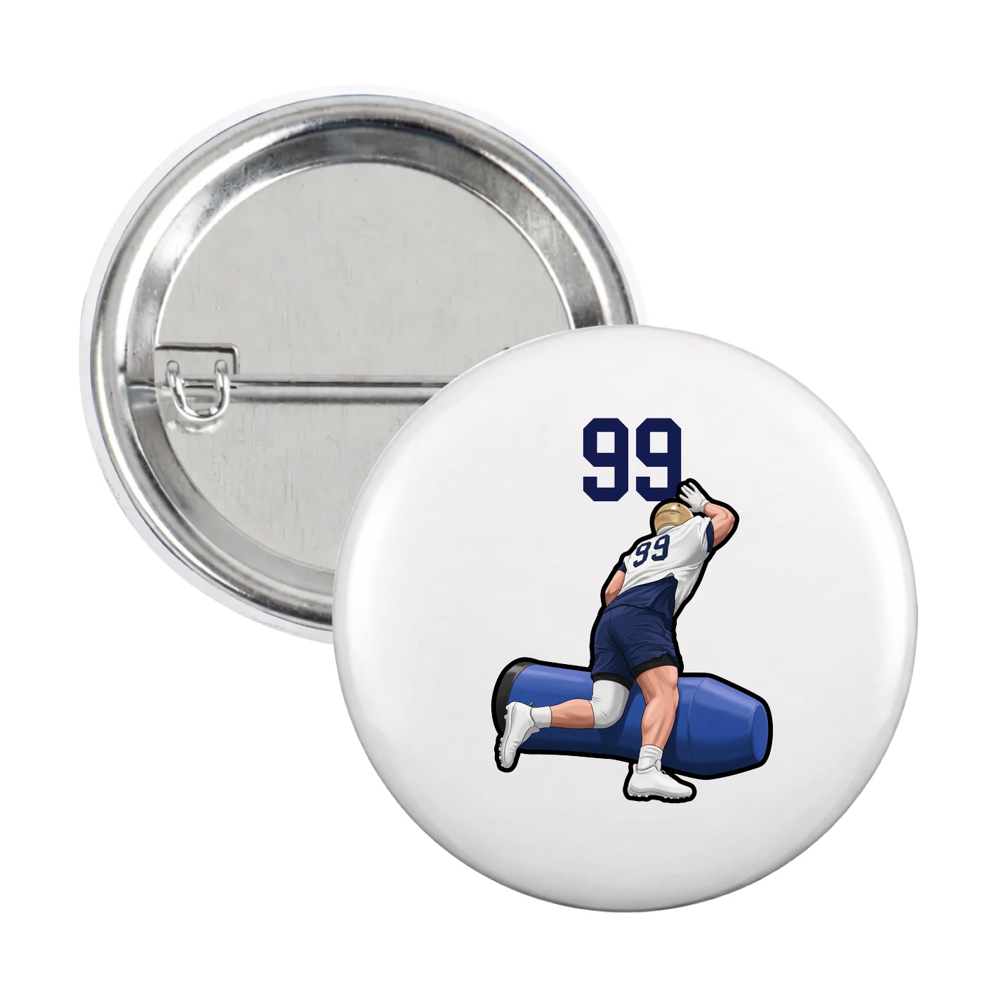 Game Day Button — Number Top in White