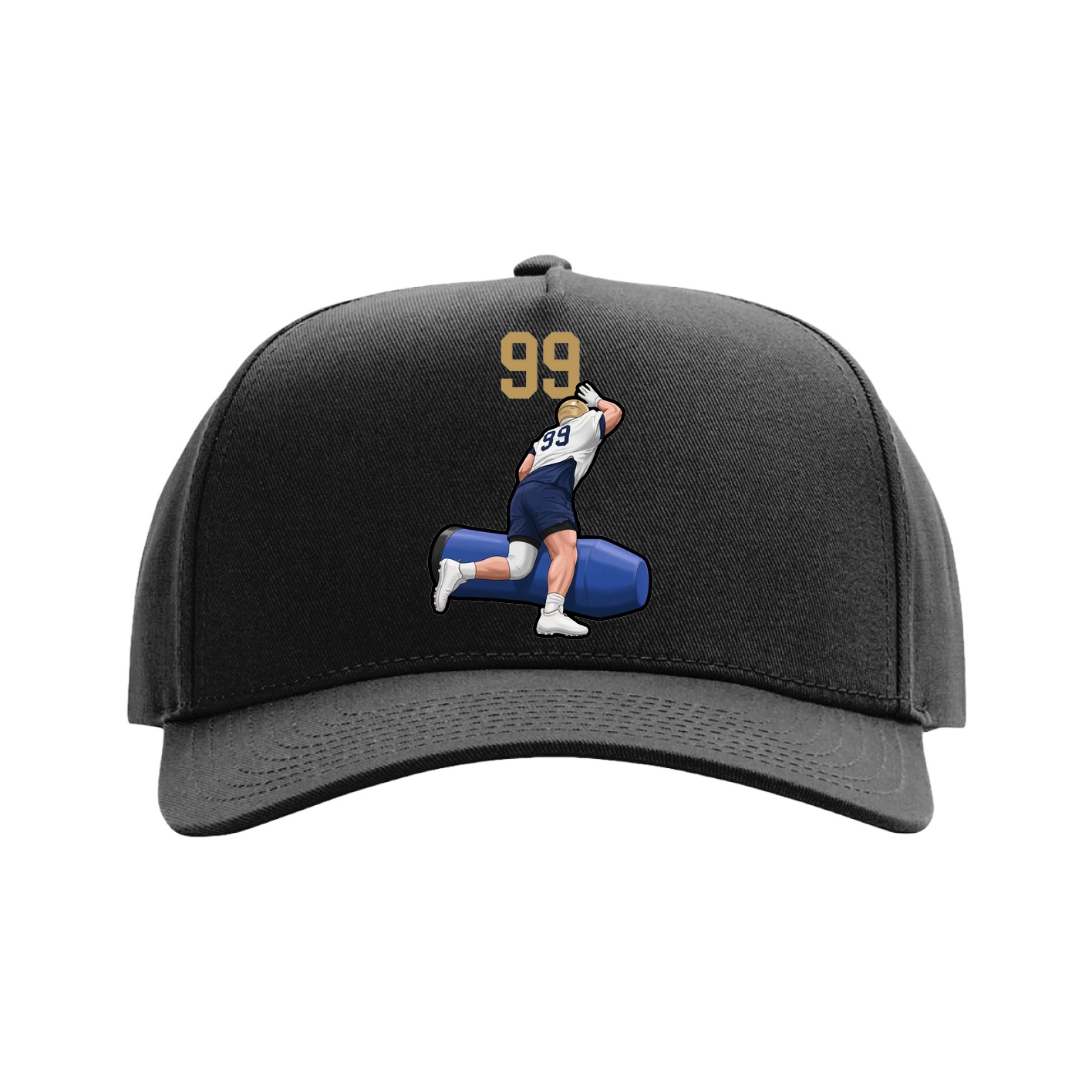 Full Fabric Five-Panel Champ Cap — Number Top in Black