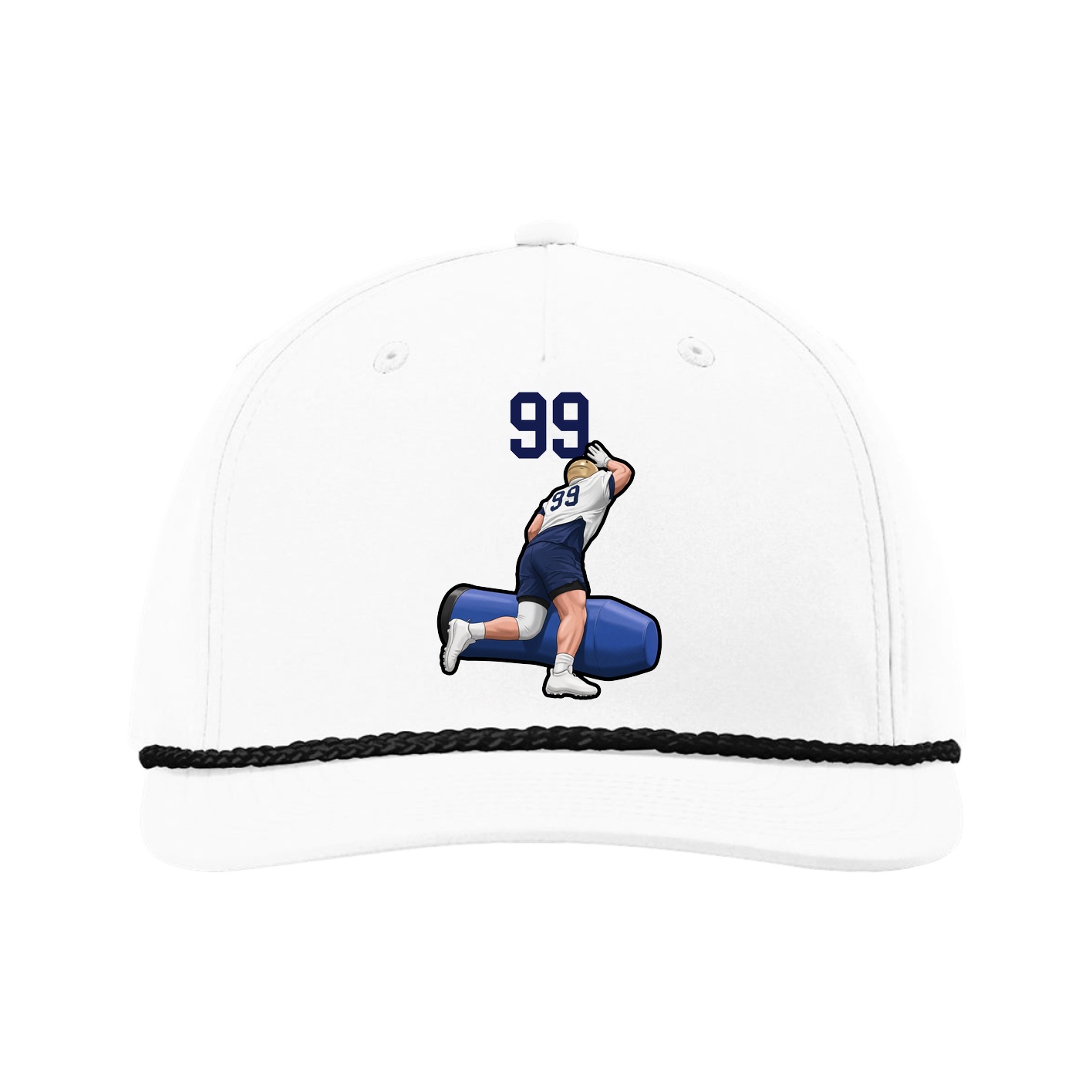 Five-Panel Classic Rope Cap — Number Top in White