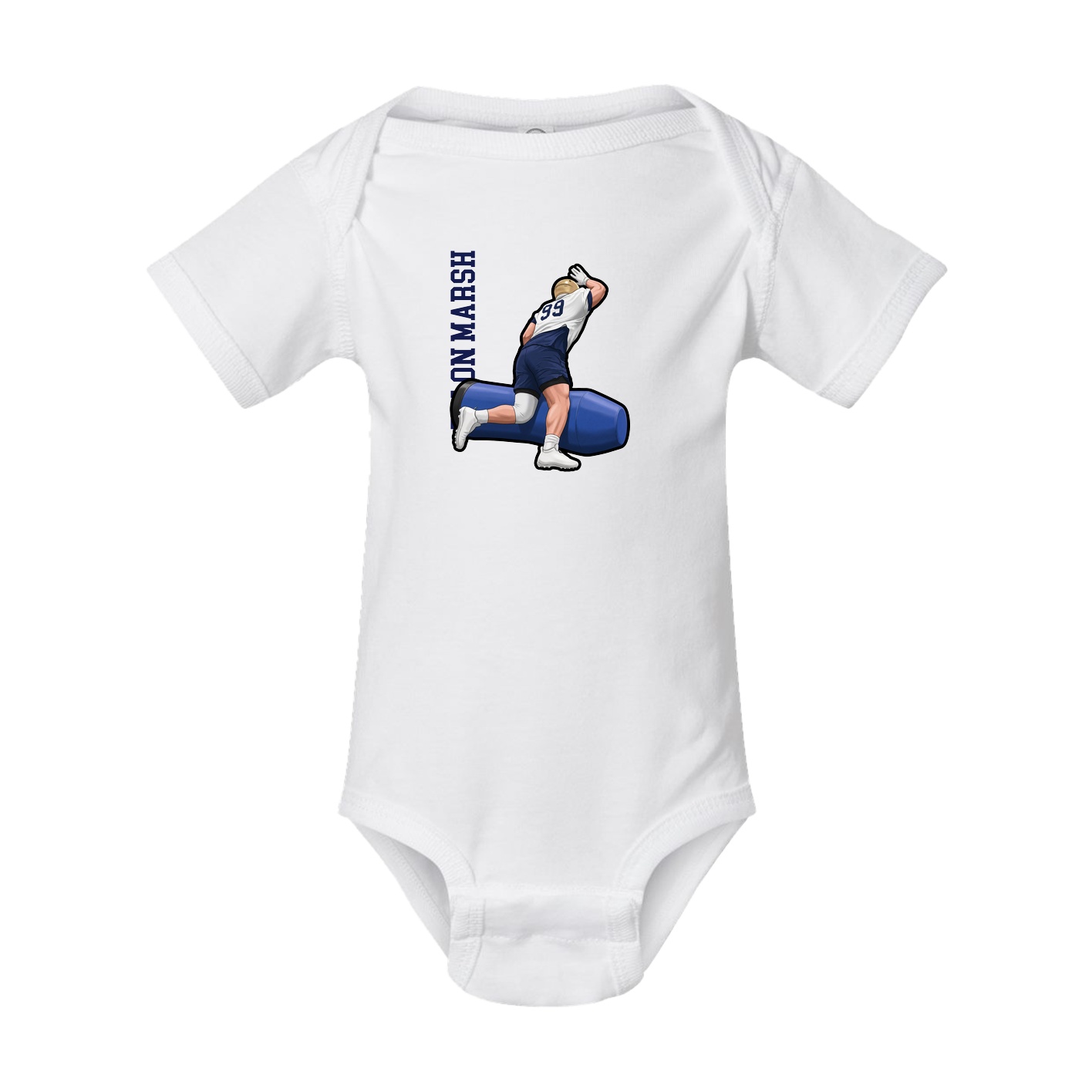 Baby Onesie — Name Vertical in White