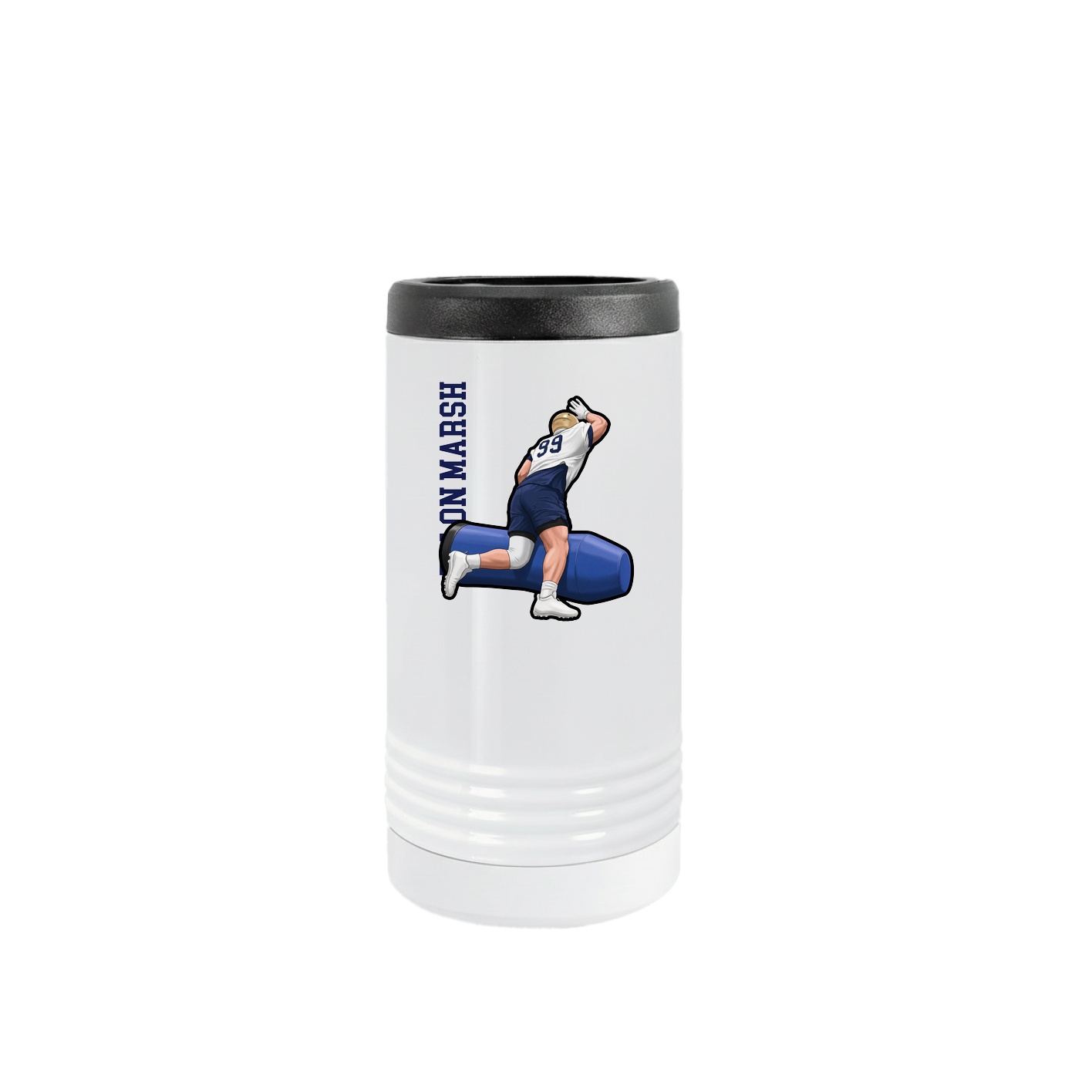 Slim Beverage Holder — Name Vertical in White