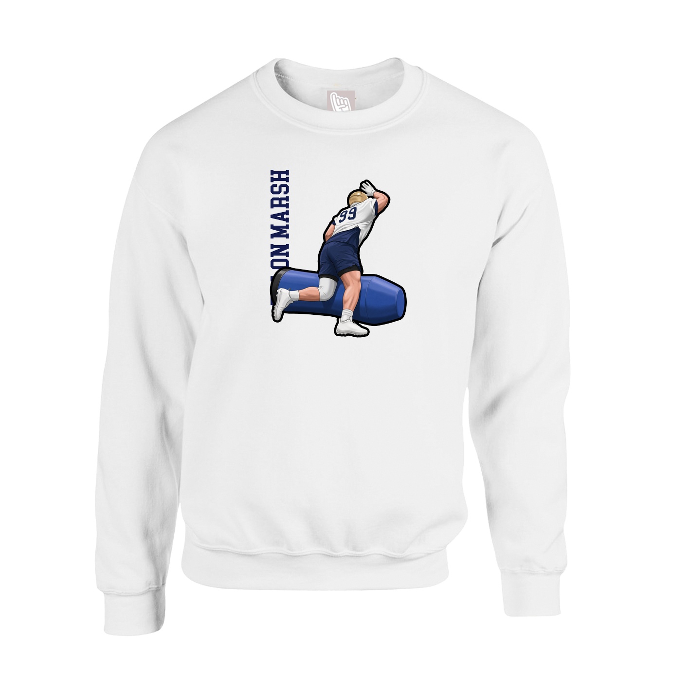 Fleece Crew — Name Vertical in White