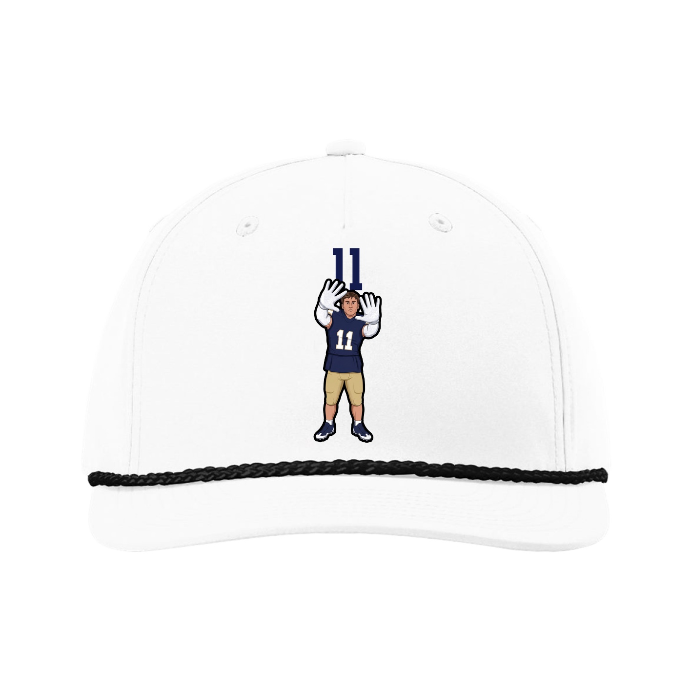 Five-Panel Classic Rope Cap — Number Top in White