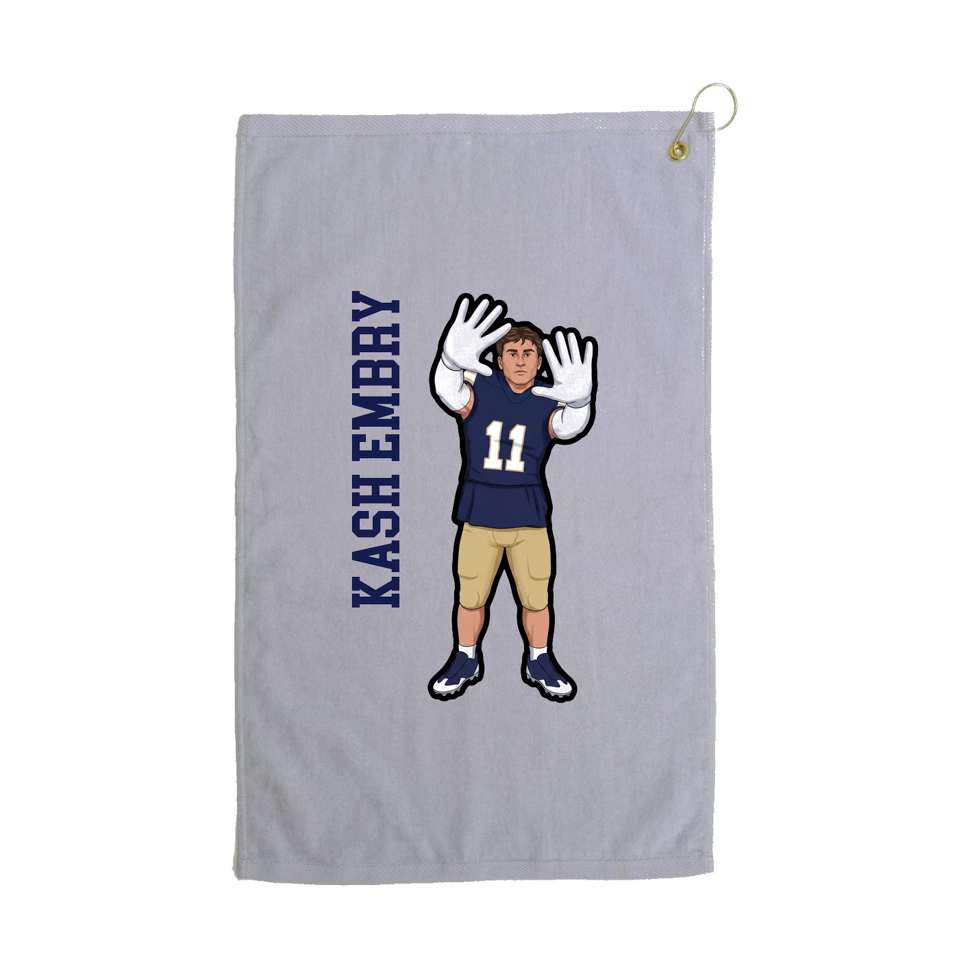 Golf Towel — Name Vertical in Grey