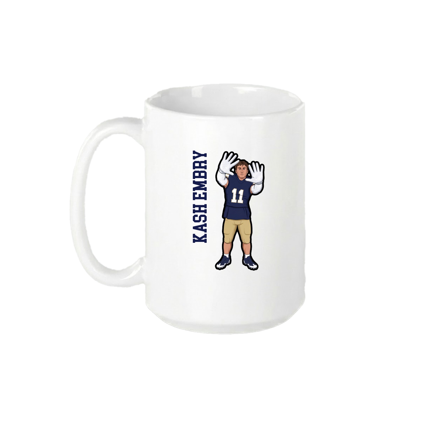 15oz Coffee Mug — Name Vertical in White
