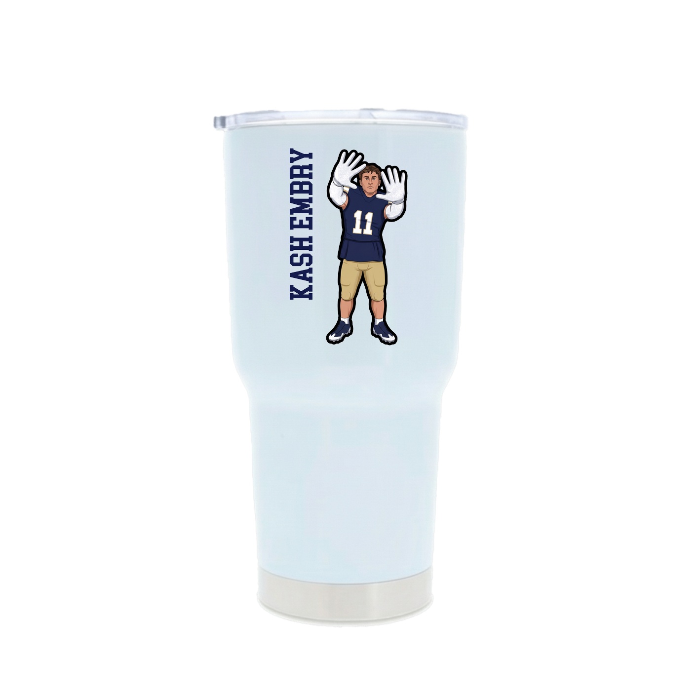 30oz Stainless Steel Tumbler — Name Vertical in White