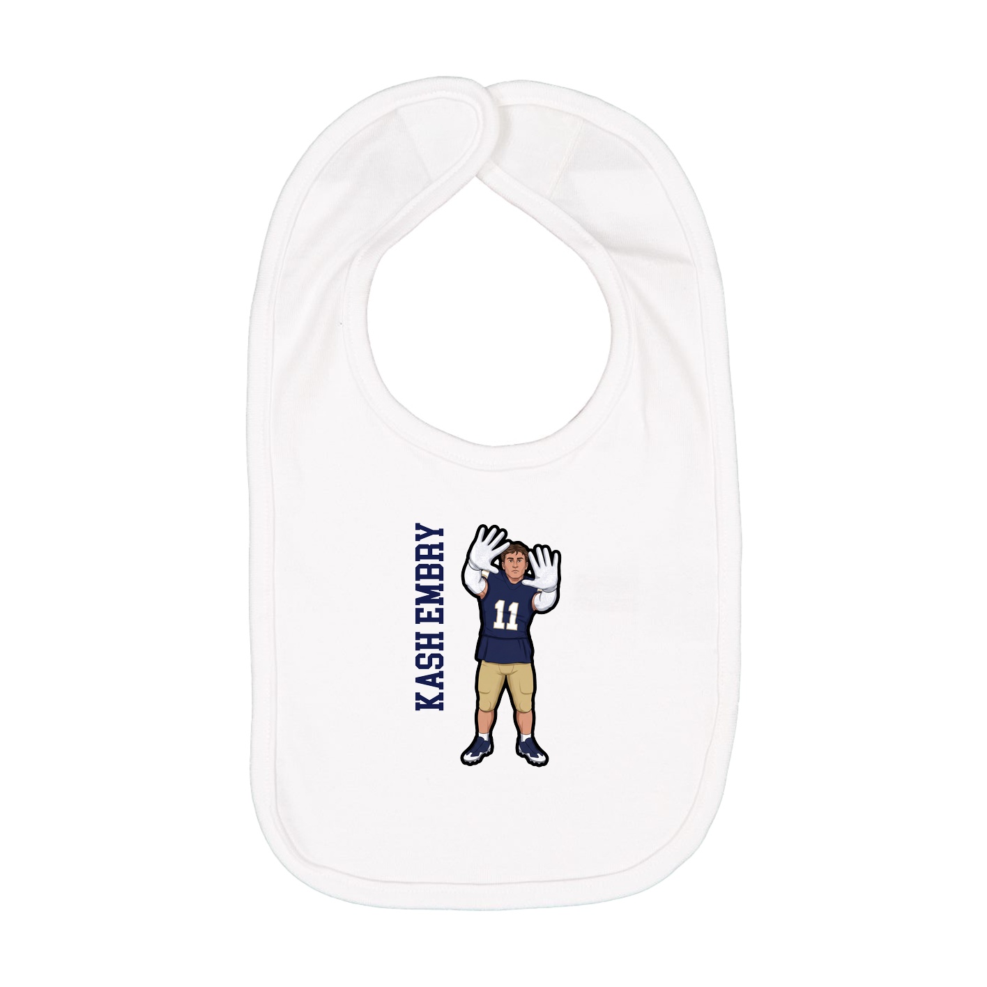 Infant Bib — Name Vertical in White