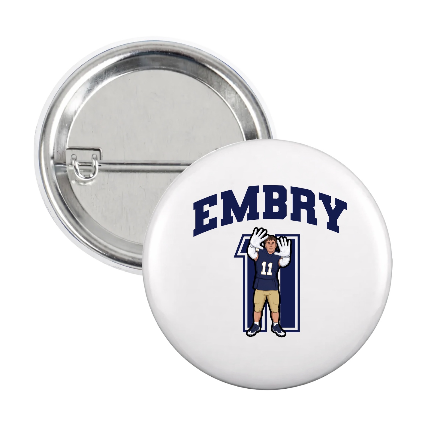 Game Day Button — Number in White