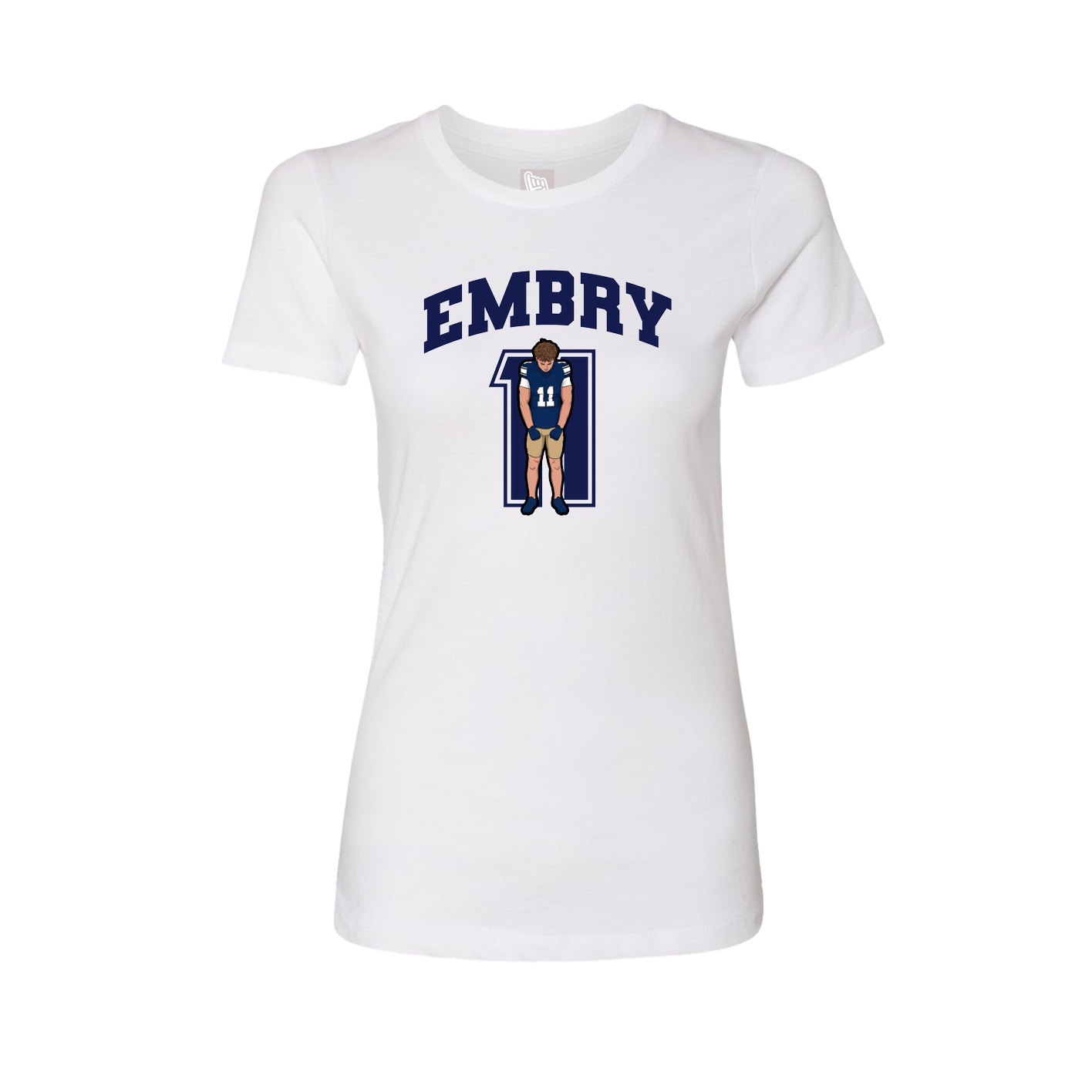 Fitted Women's Tee — Number in White
