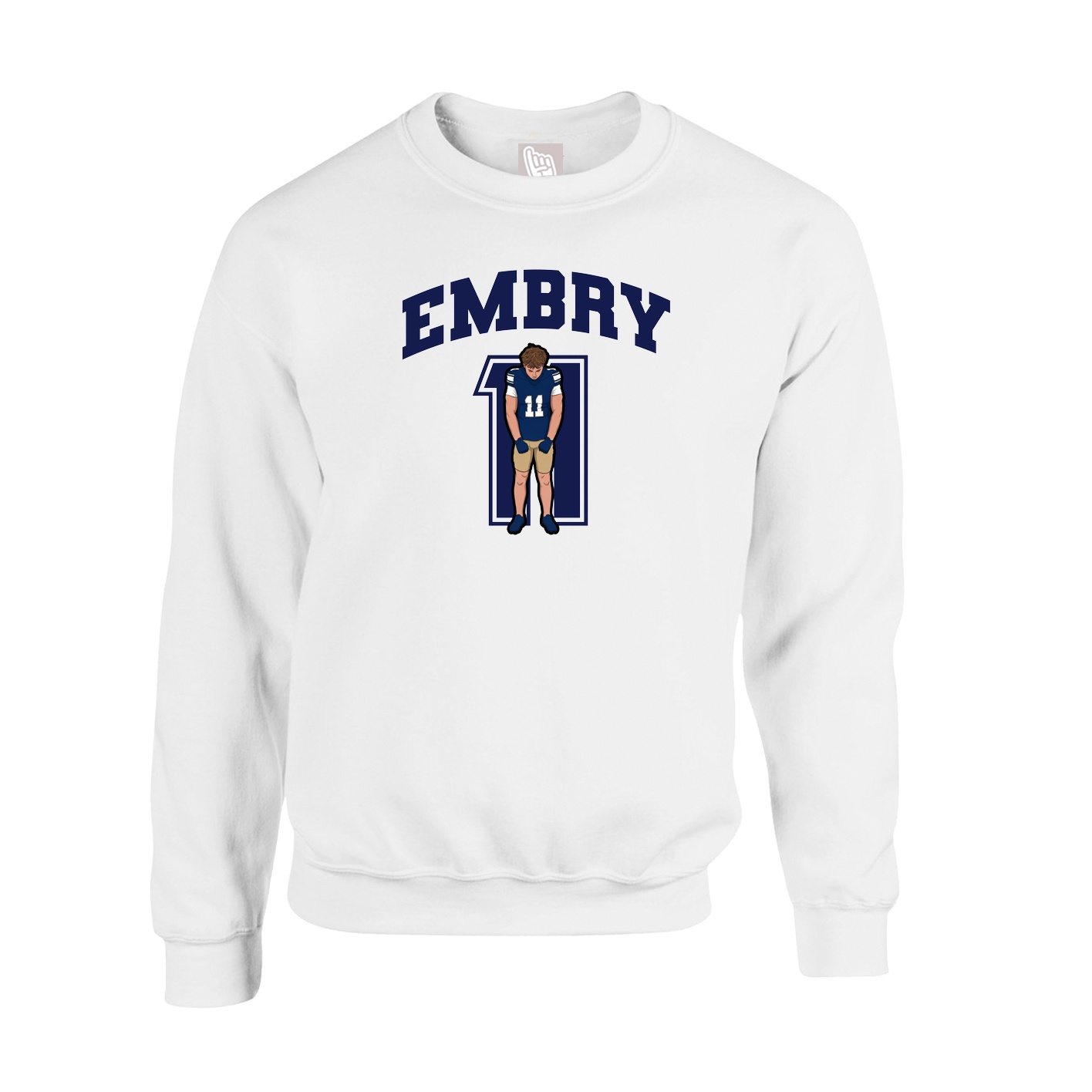 Fleece Crew — Number in White