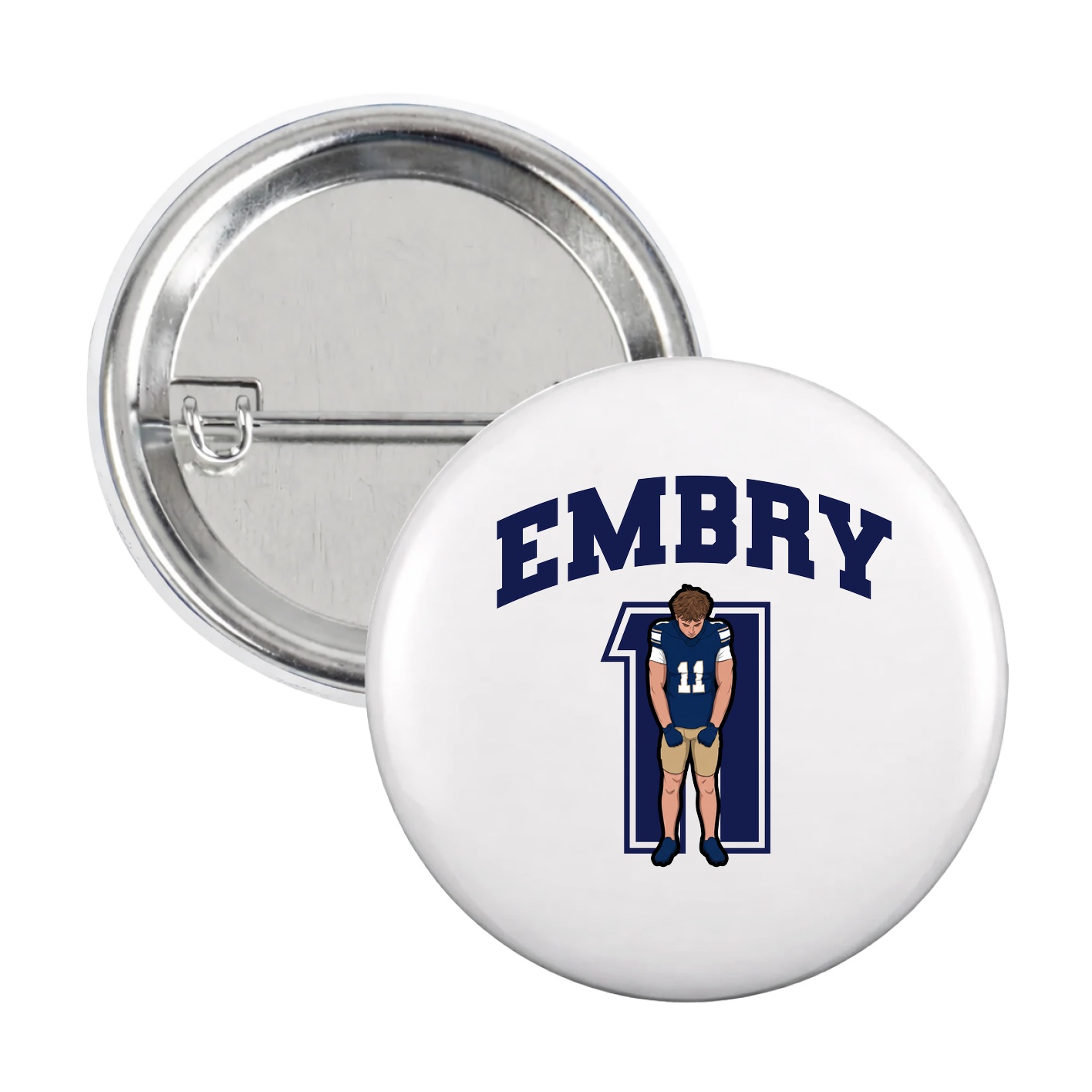 Game Day Button — Number in White