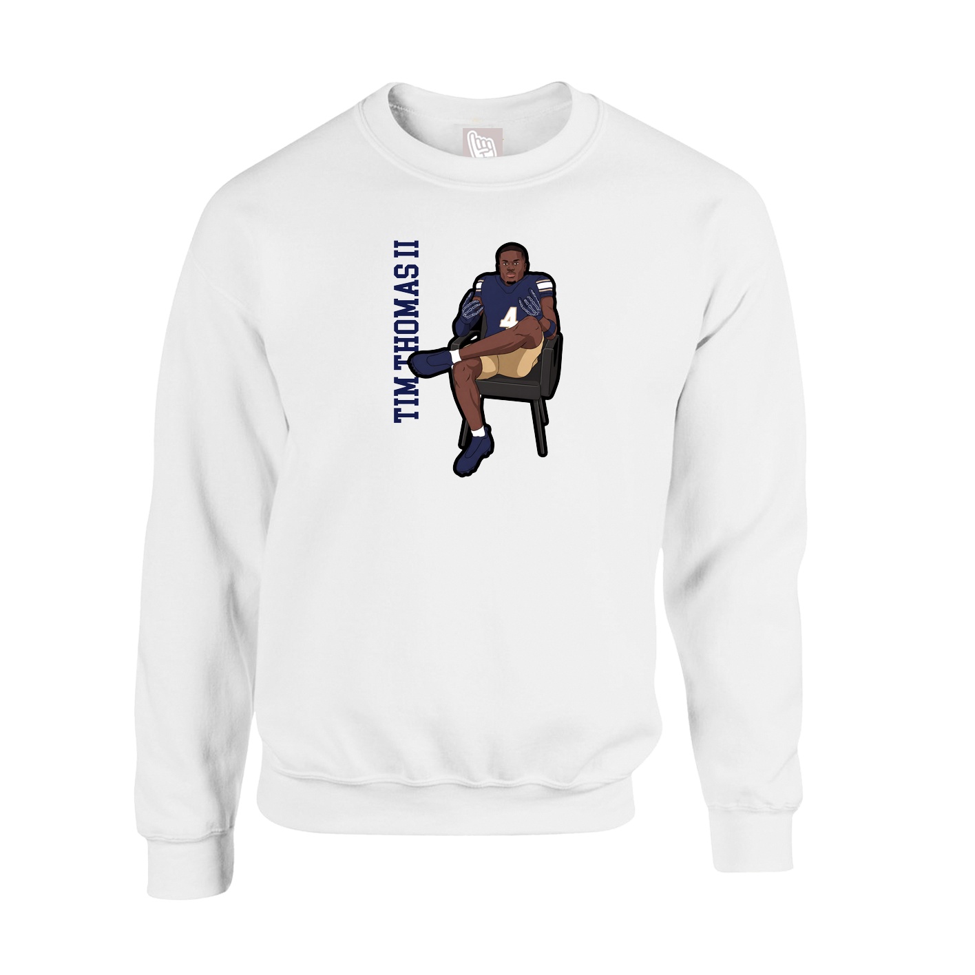 Fleece Crew — Name Vertical in White