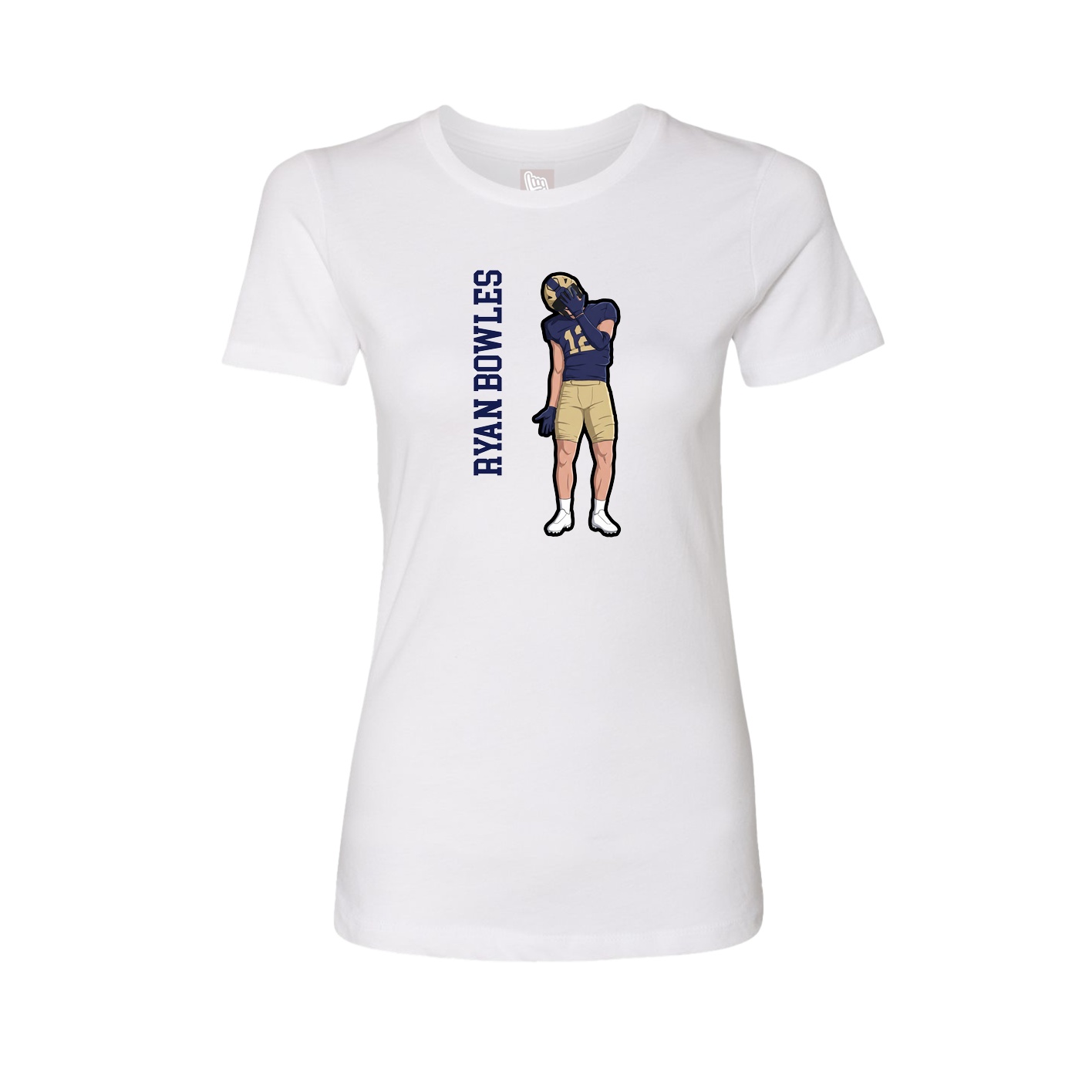 Fitted Women's Tee — Name Vertical in White